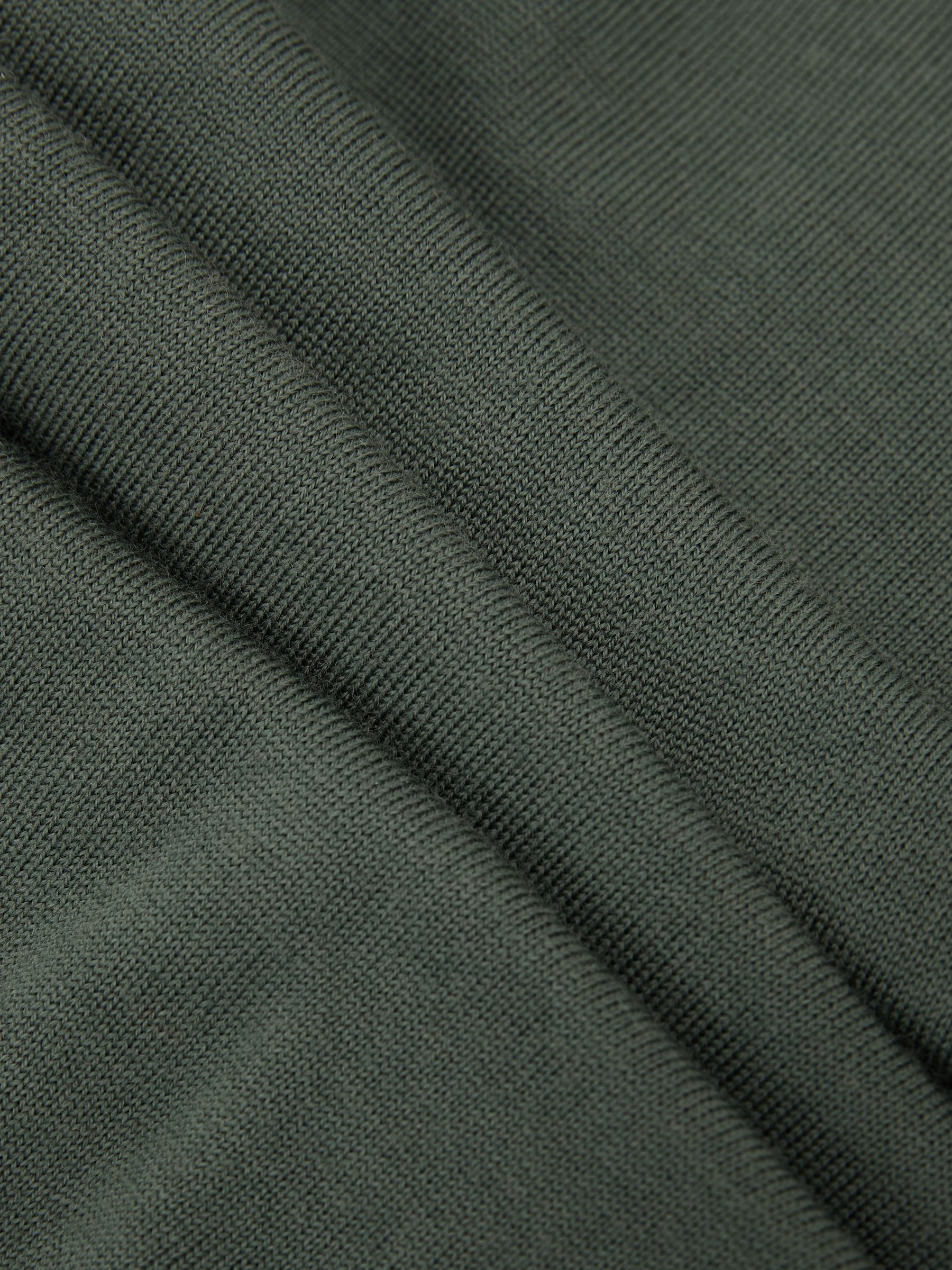 Merino Wool V-Neck Jumper in Kale Green - Image 6 of 6
