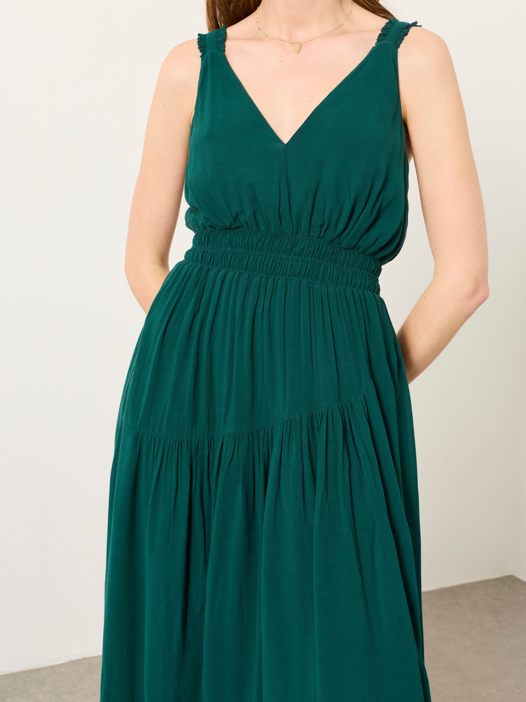 FatFace - Regular Midi Dress in Teal Green