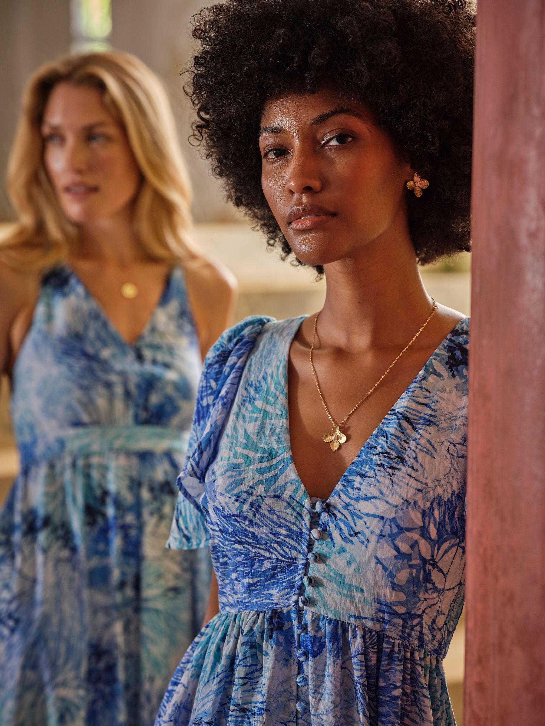 V&A | FatFace Blue Seaweed Cabinet Regular Rosie Mini Dress - Image 5 of 6
