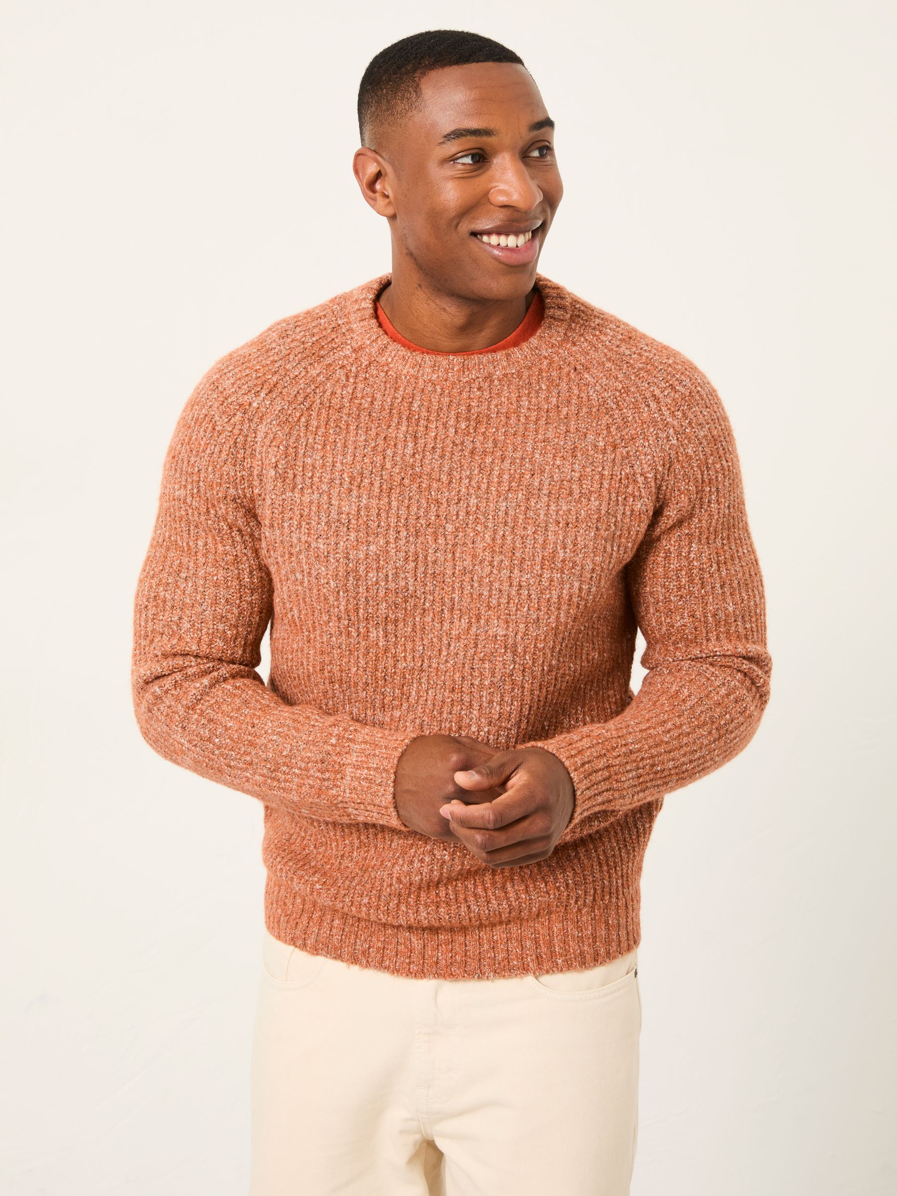 Sefton Burnt Orange Knitted Crew Neck Jumper - Image 1 of 6 Sefton Burnt Orange Knitted Crew Neck Jumper - Image 1 of 6