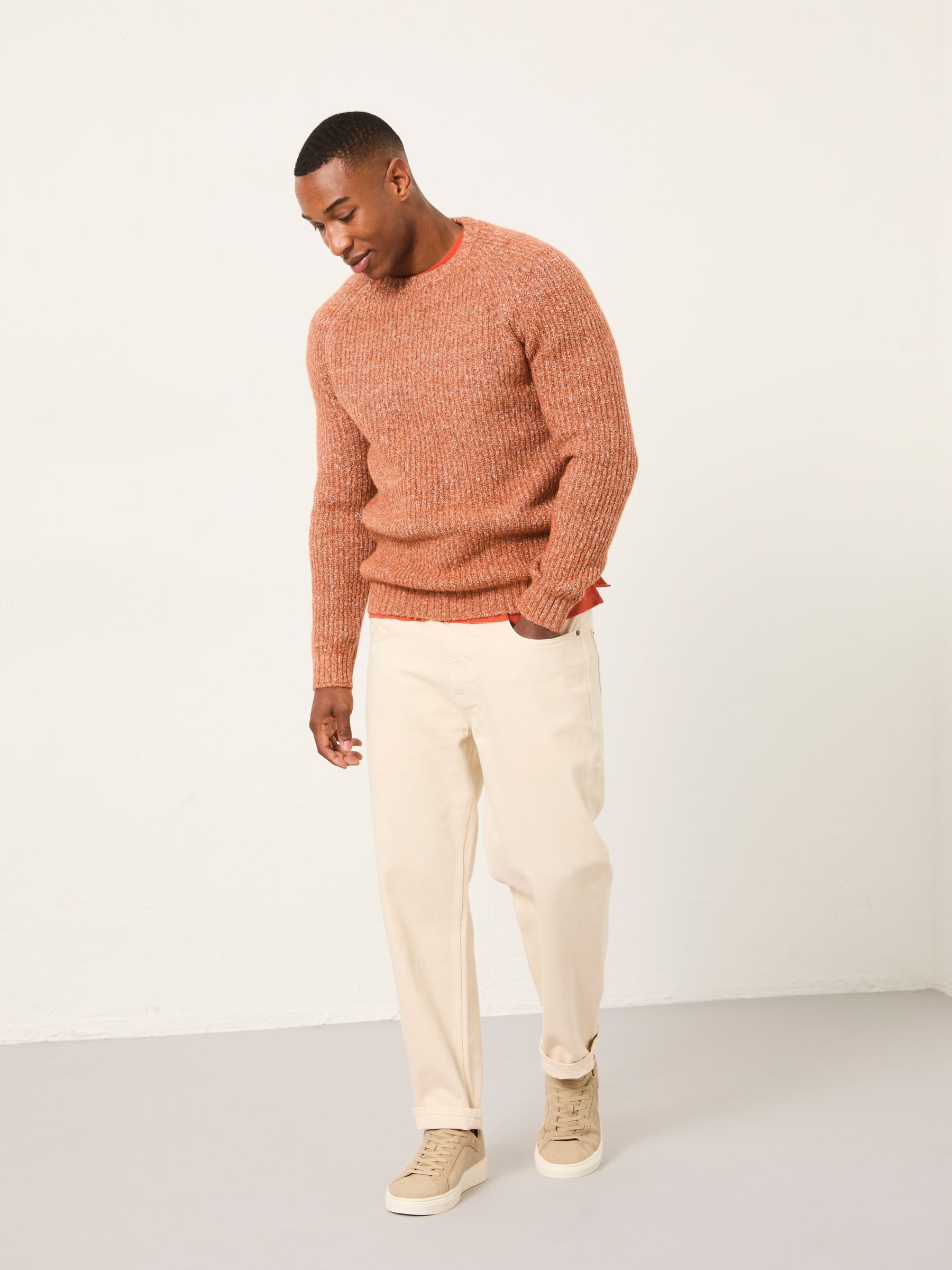 Sefton Burnt Orange Knitted Crew Neck Jumper - Image 3 of 6