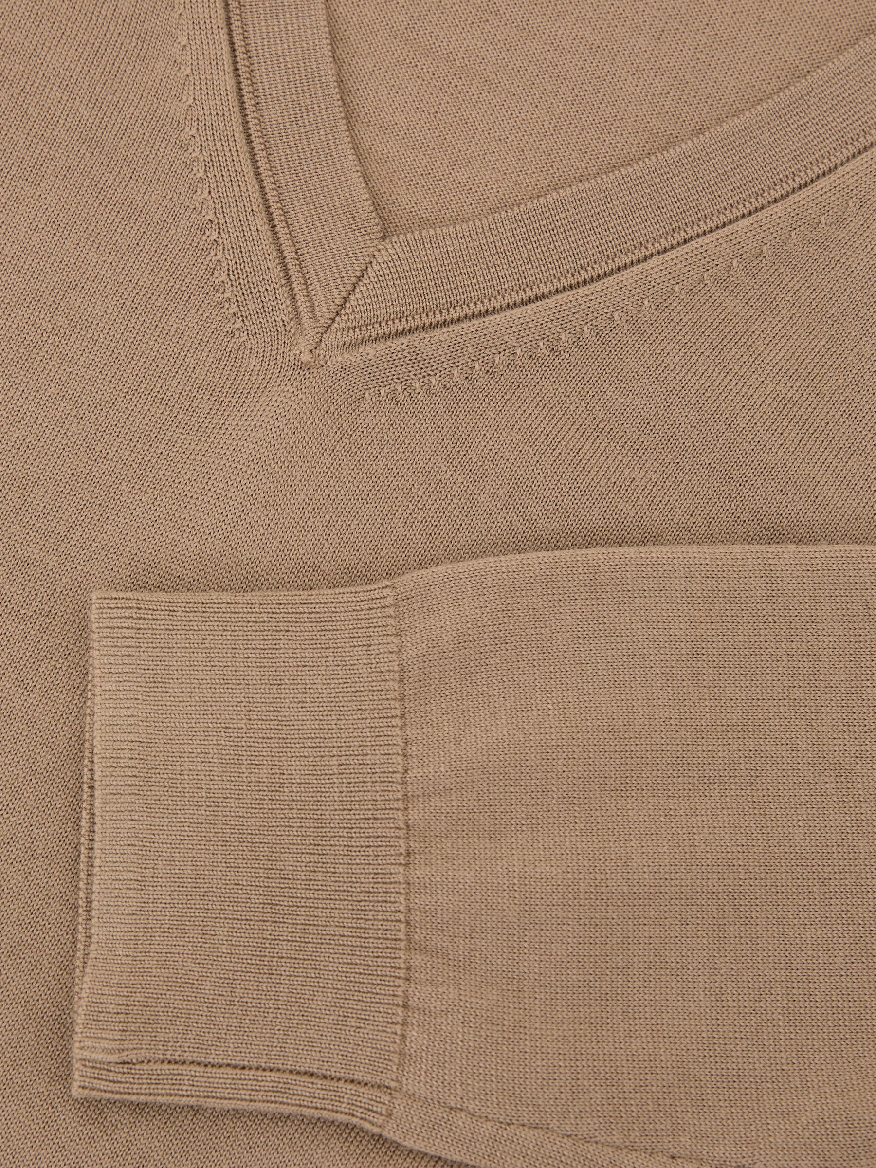 Merino Wool V-Neck Jumper in Camel Brown - Image 6 of 6