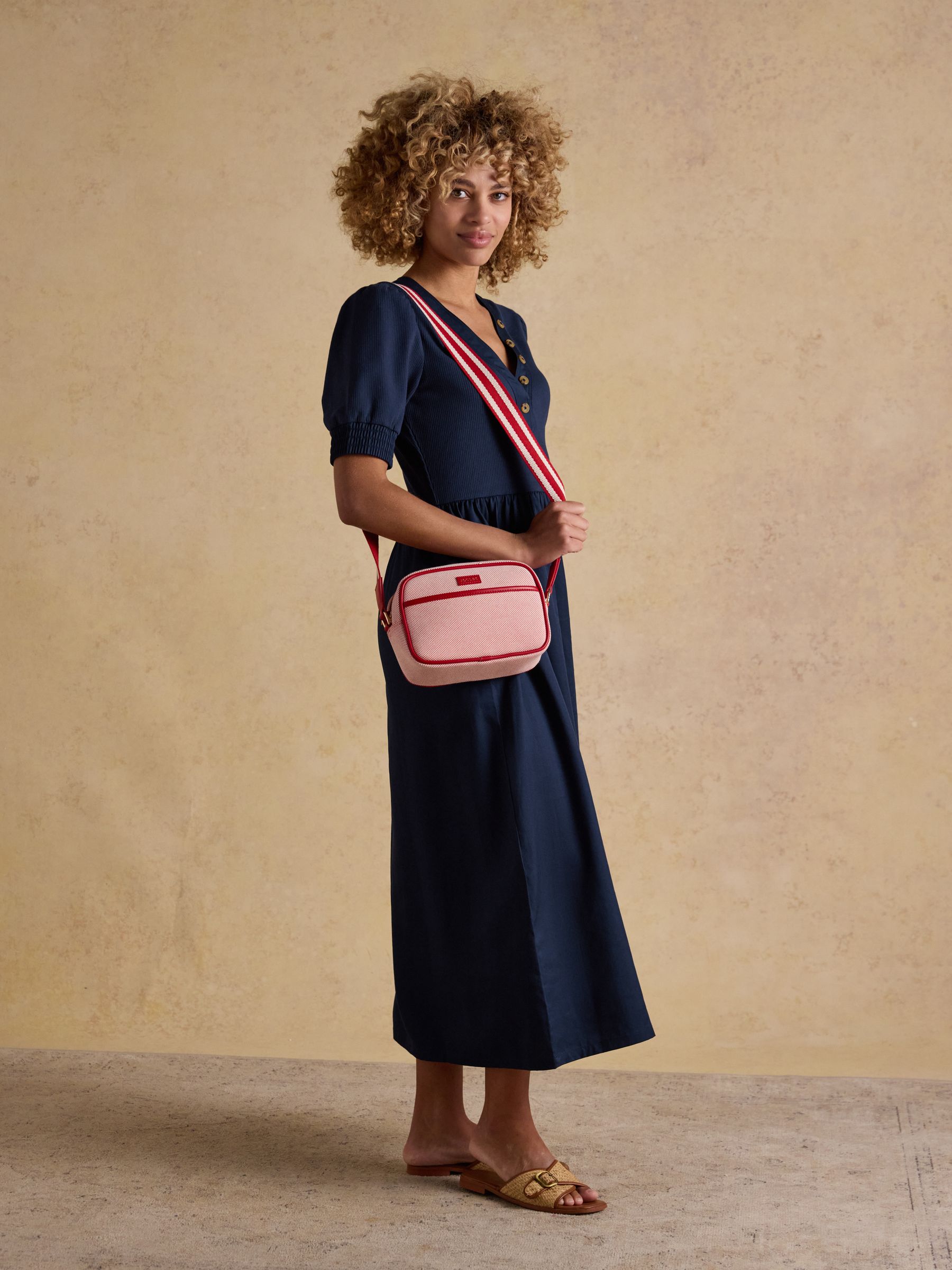 Willow Navy Jersey Woven Midi Dress - Image 5 of 7