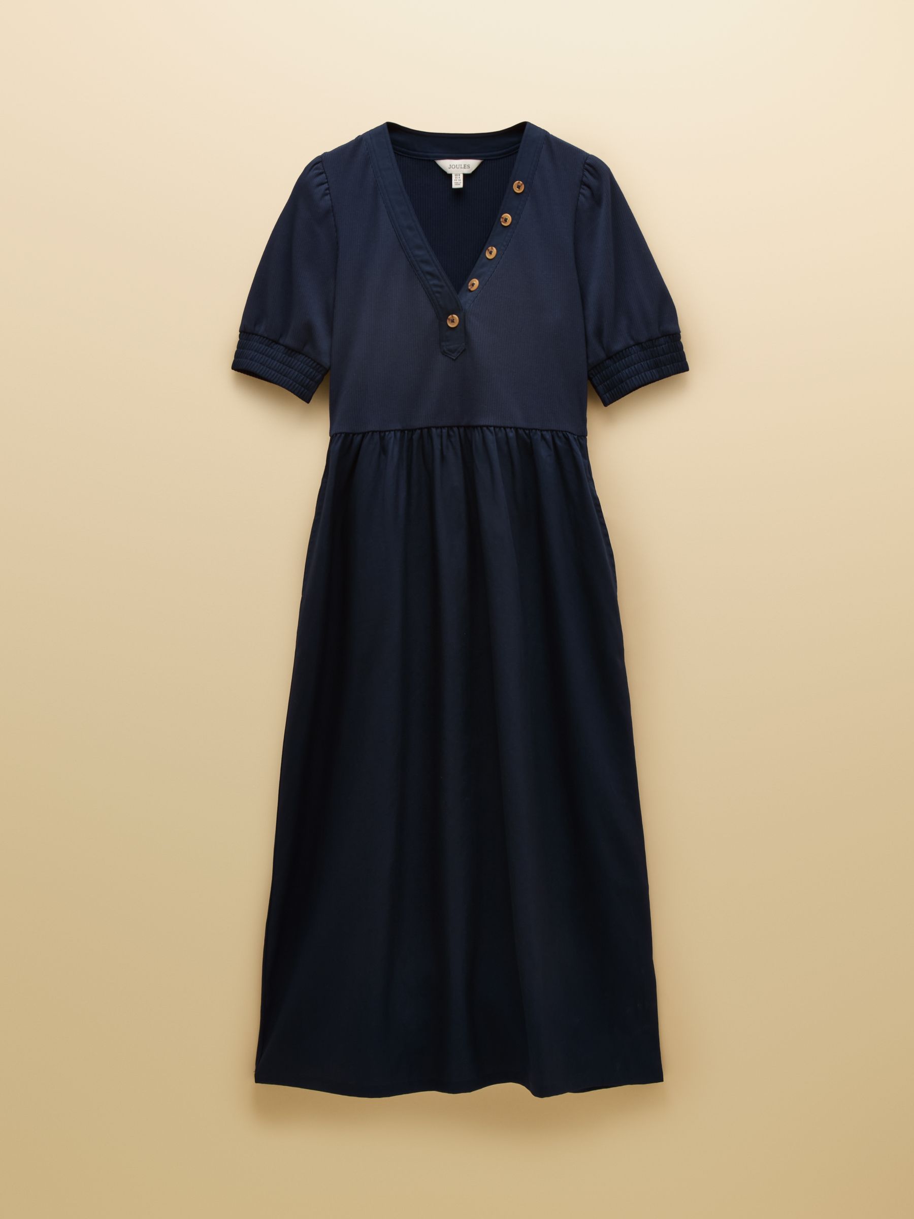 Willow Navy Jersey Woven Midi Dress | Joules