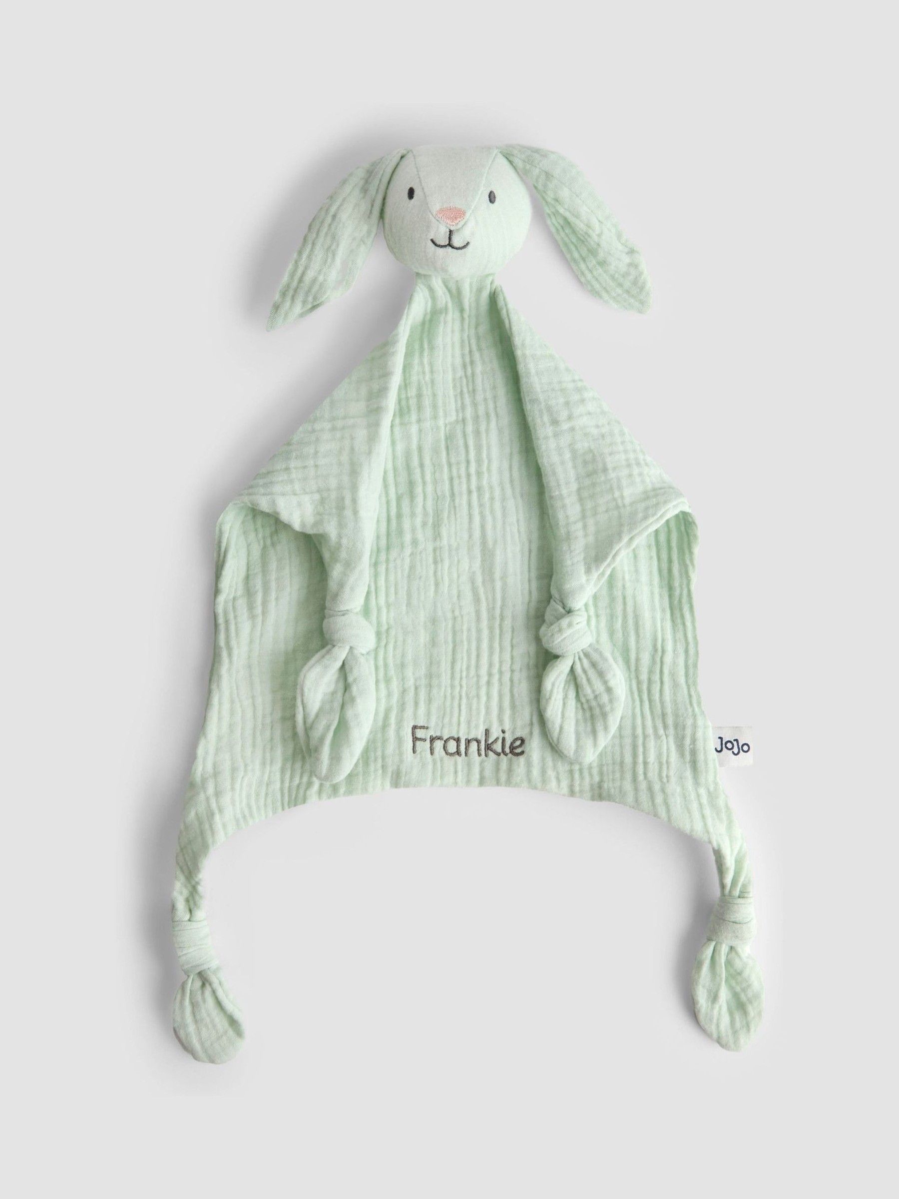 Sage Green Bunny Personalised Muslin Comforter - Image 1 of 3 Sage Green Bunny Personalised Muslin Comforter - Image 1 of 3