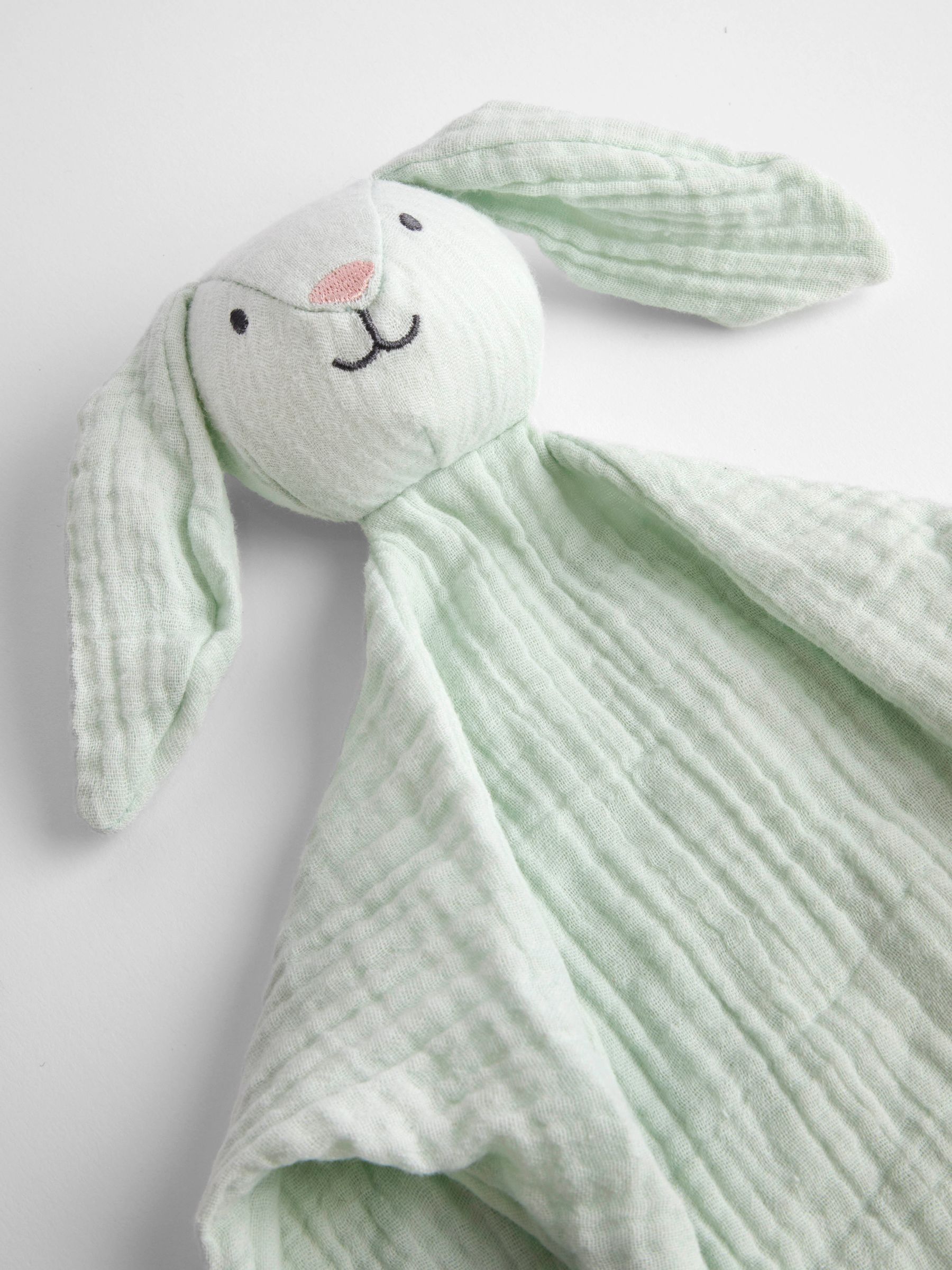 Sage Green Bunny Personalised Muslin Comforter - Image 2 of 3