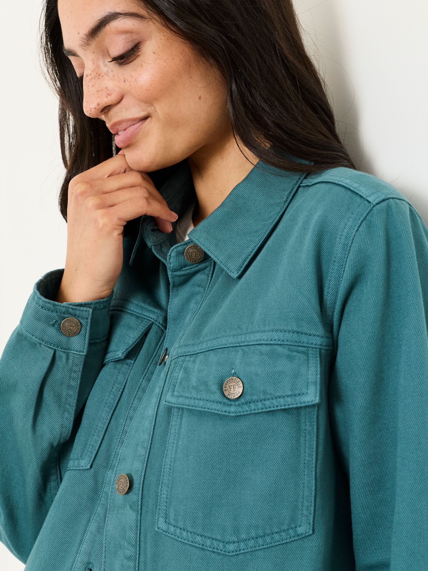 Thea Teal Blue Denim Jacket | FatFace USA