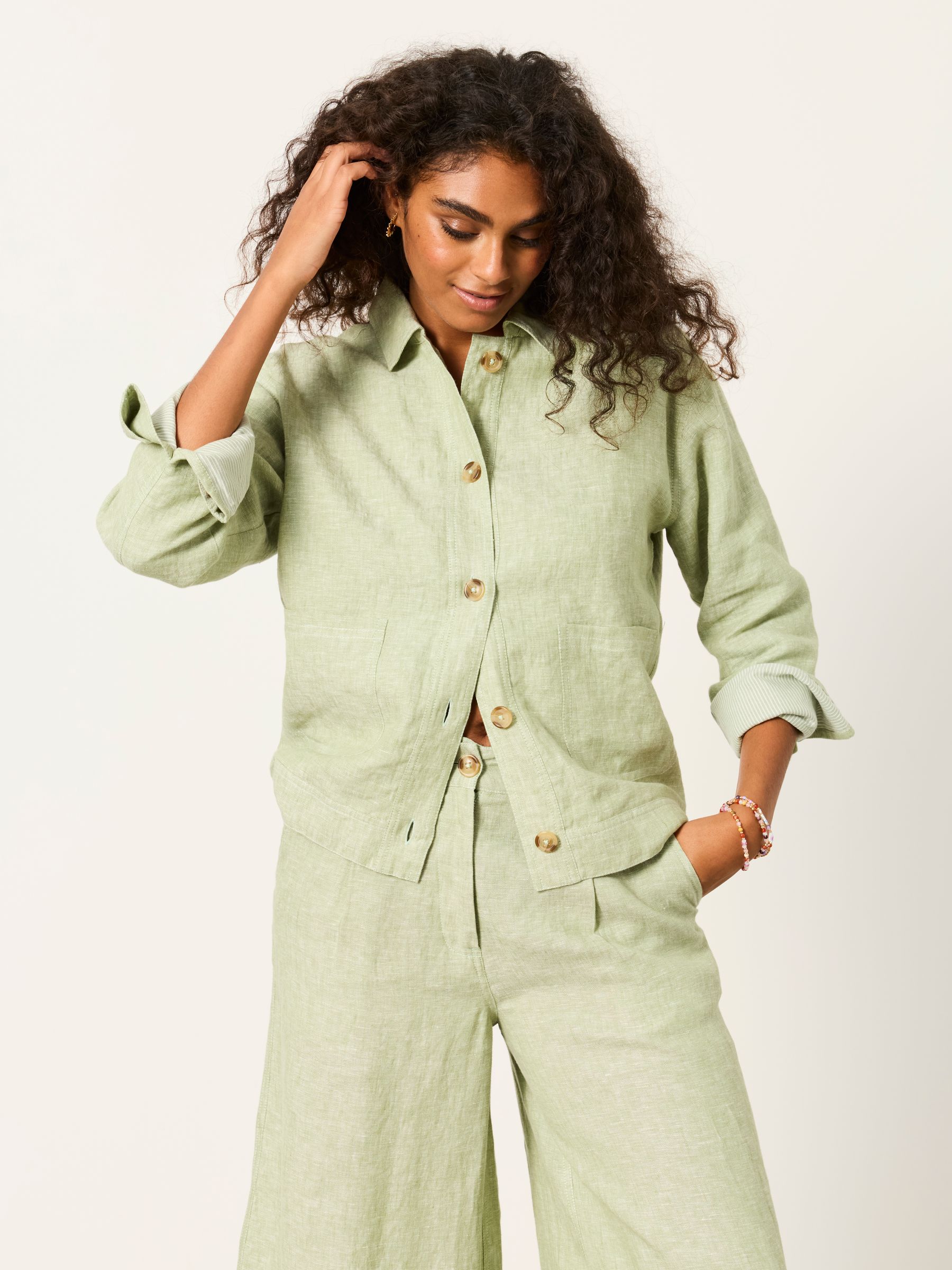 Darcy Green Linen Jacket - Image 3 of 6