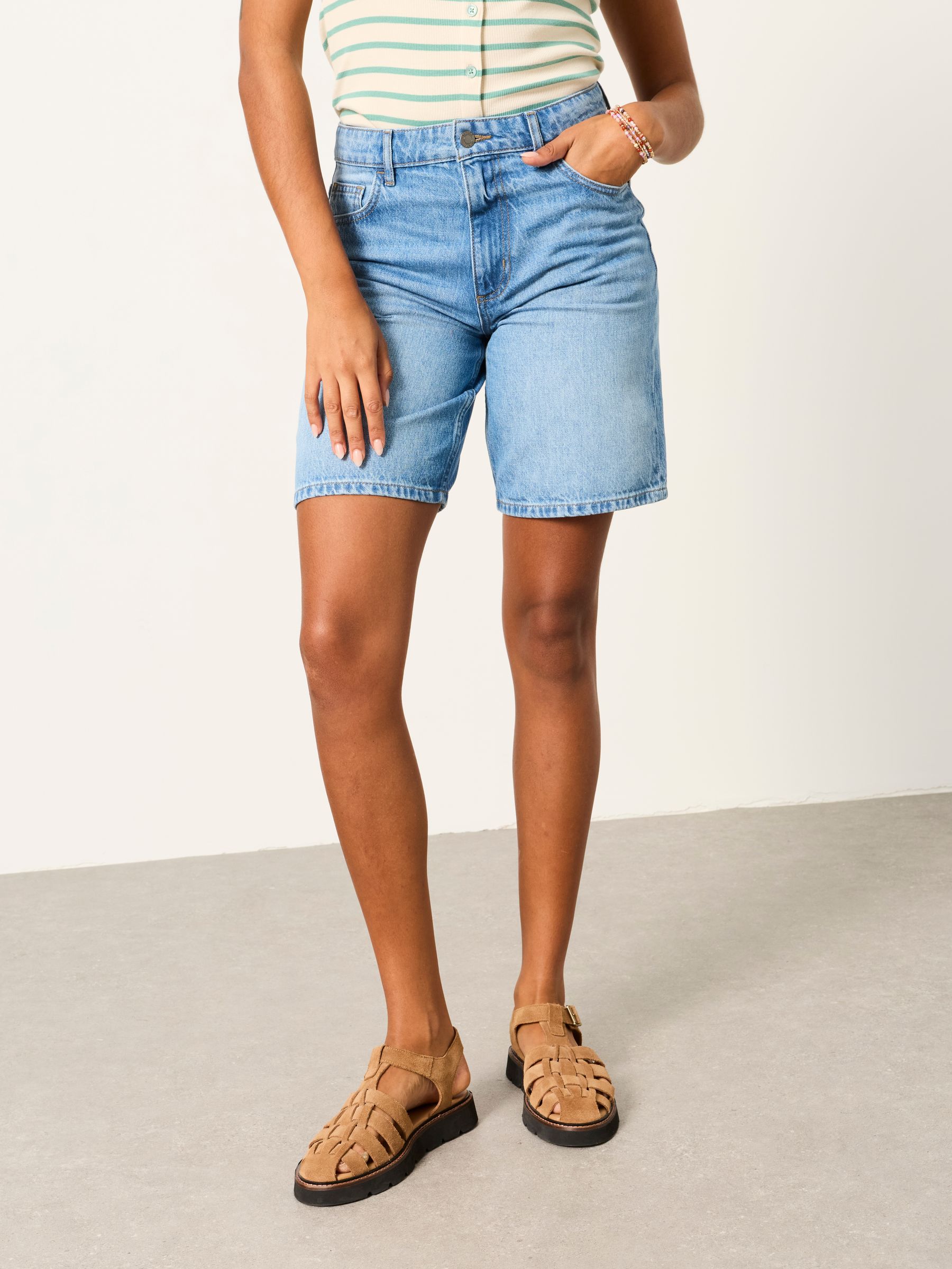 Isabelle Light Wash Bermuda Denim Shorts - Image 1 of 6