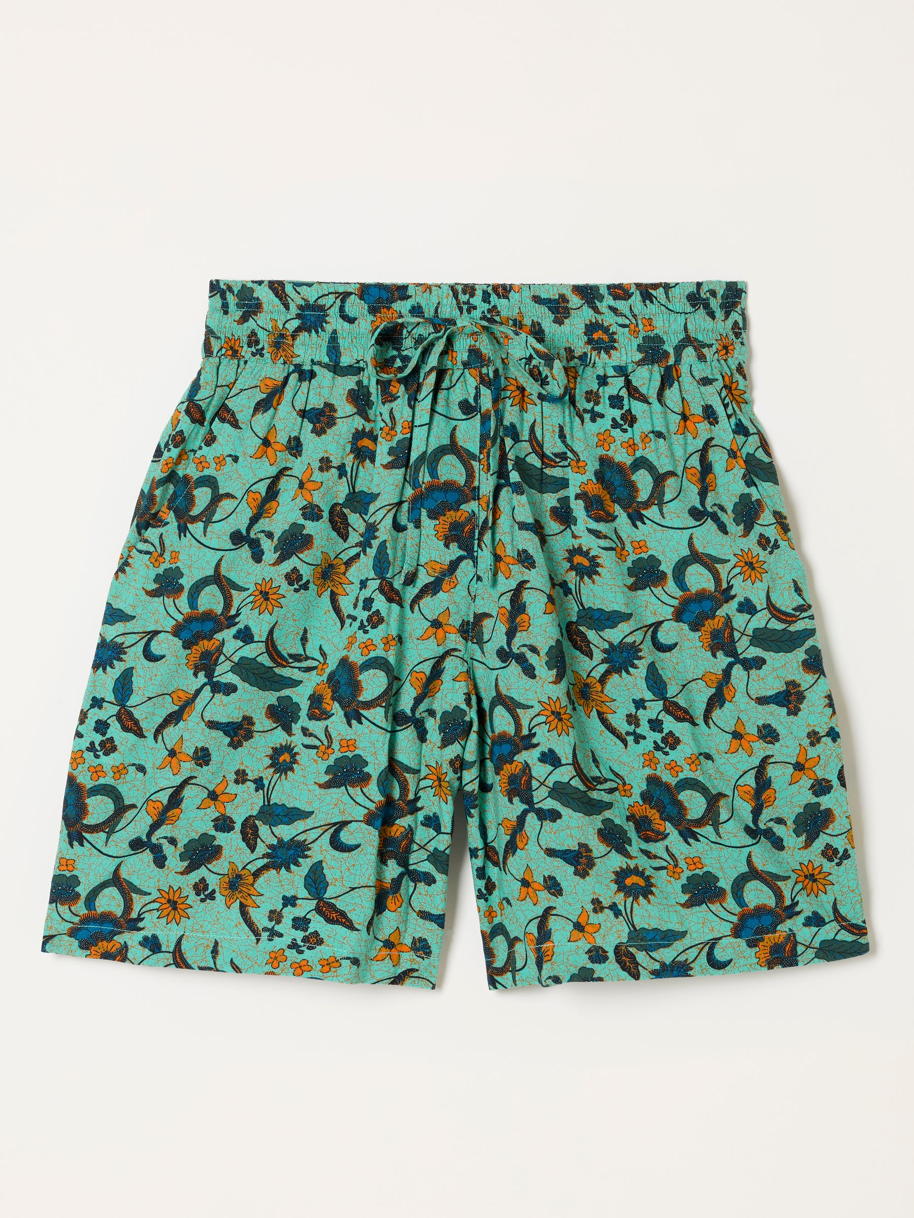 Anna Batik Teal Tropical Longline Shorts - Image 4 of 4 Anna Batik Teal Tropical Longline Shorts - Image 4 of 4