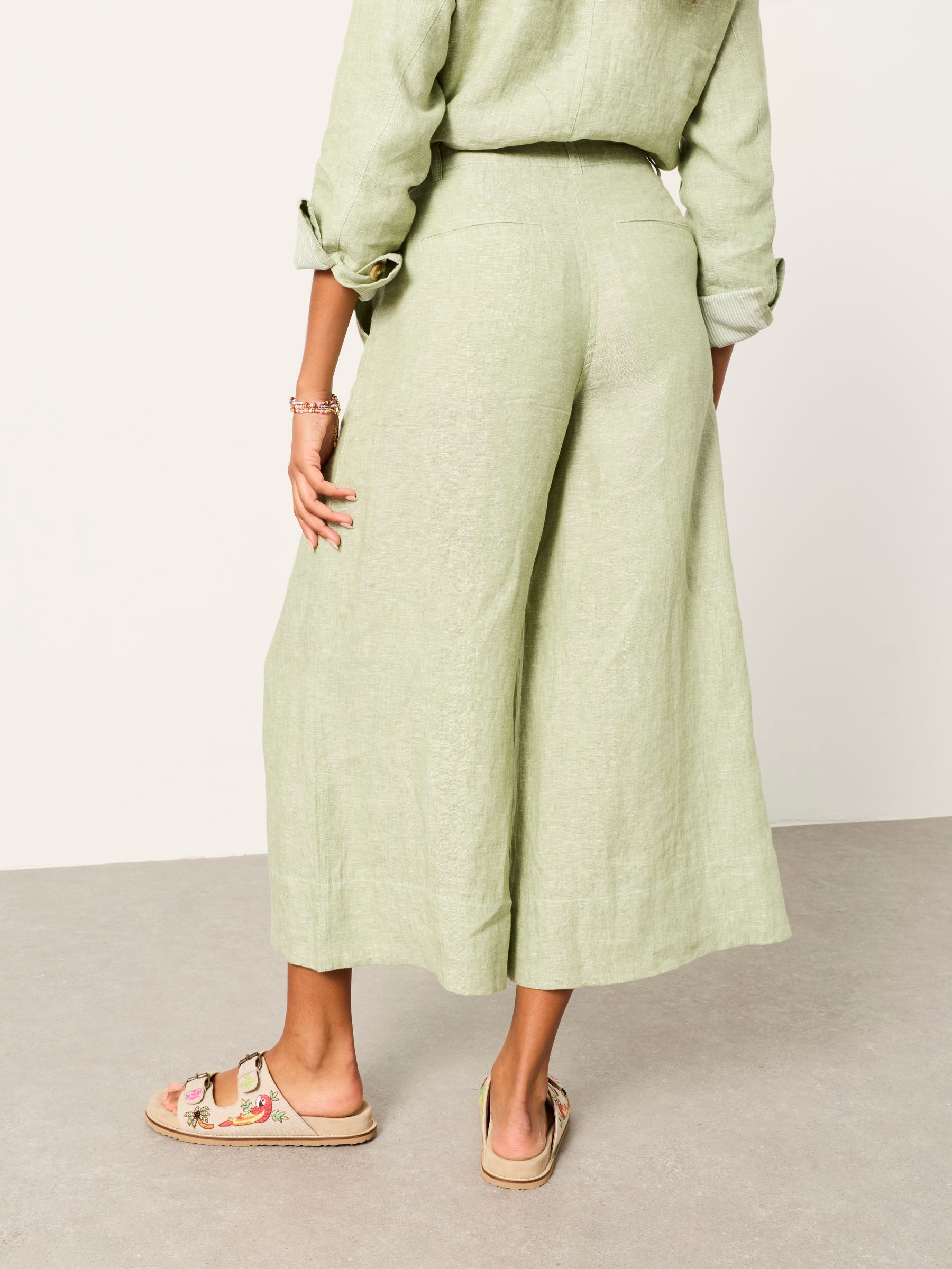 Anya Green Wide Leg Cropped Trousers - Image 2 of 5