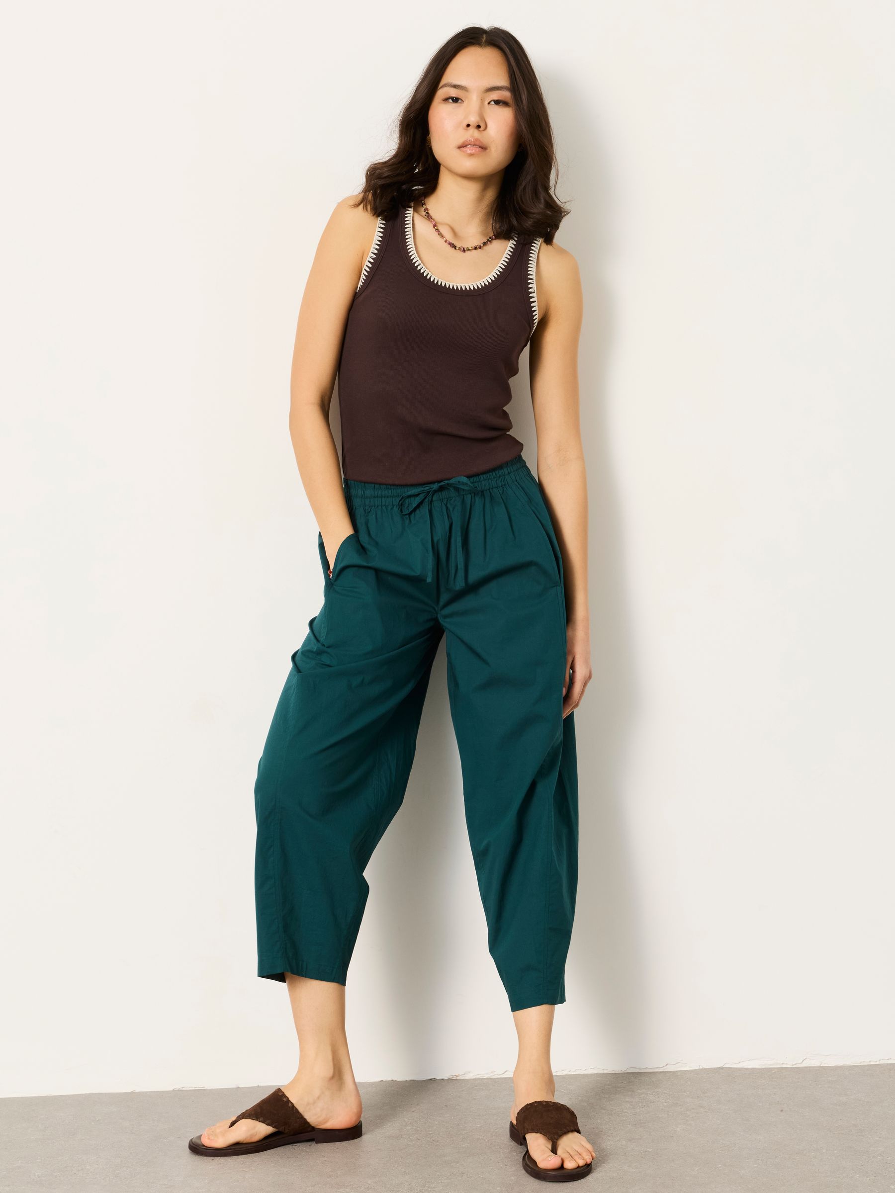 Teal Blue River Poplin Tapered Trousers - Image 3 of 6