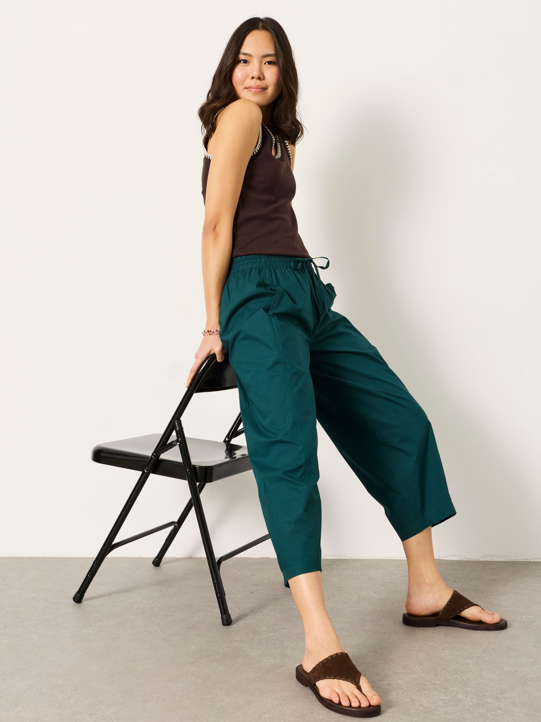 Teal Blue River Poplin Tapered Trousers - Image 5 of 6