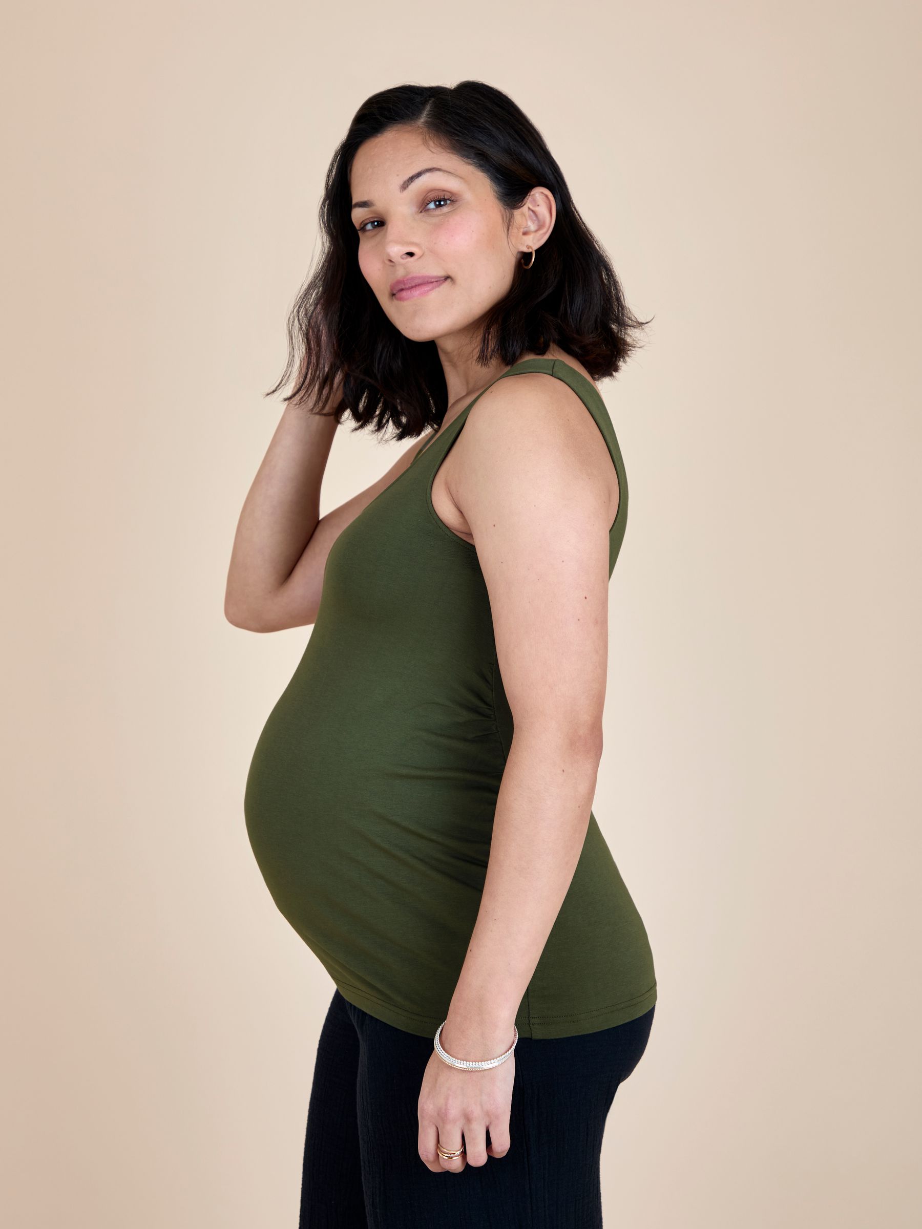 Khaki Green 2-Pack Maternity Vest Tops - Image 3 of 11