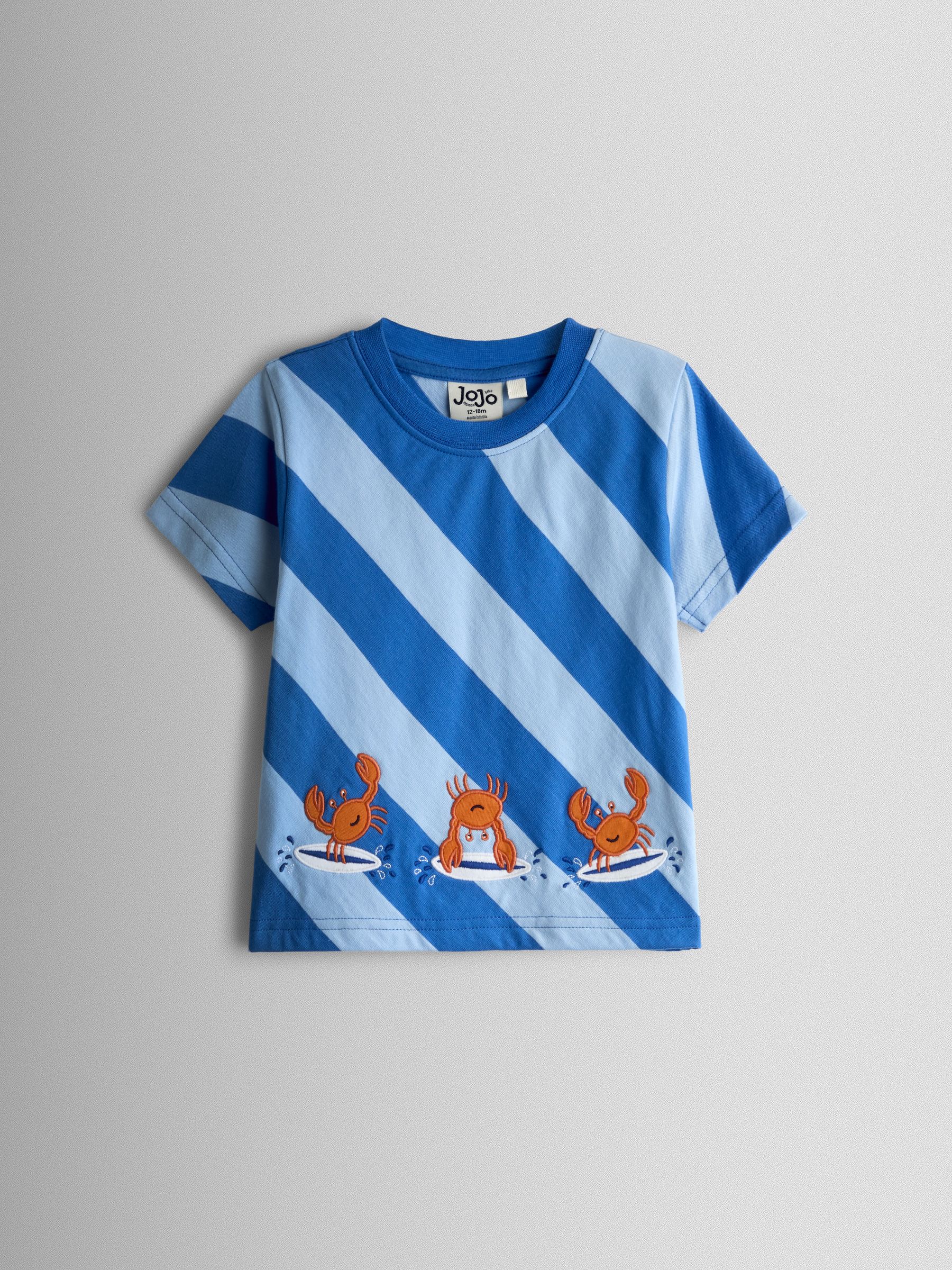 Blue Surf's Up Crab Appliqué T-Shirt | JoJo Maman Bébé