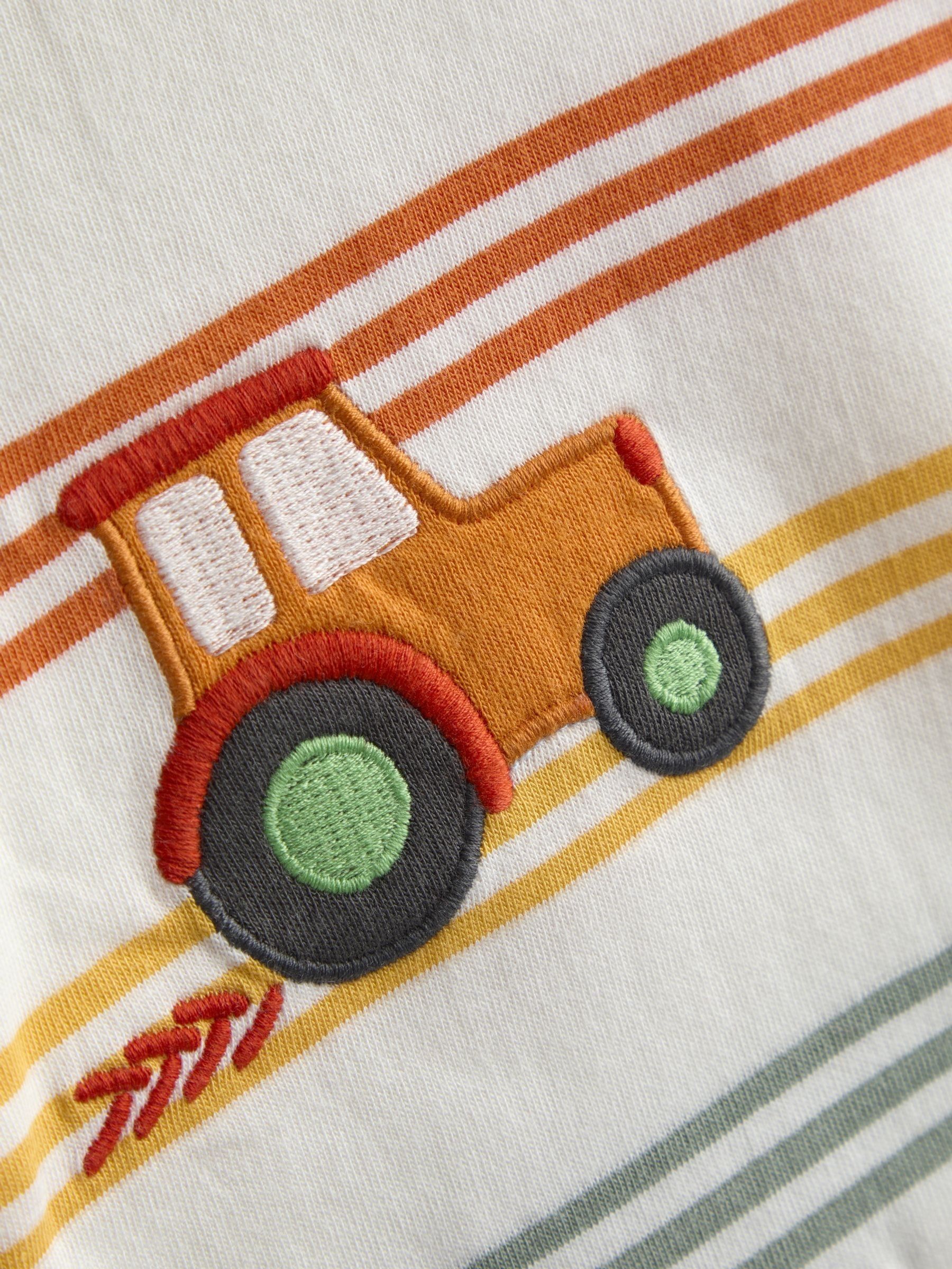 Cream Tractor Appliqué Stripe T-Shirt - Image 3 of 3 Cream Tractor Appliqué Stripe T-Shirt - Image 3 of 3