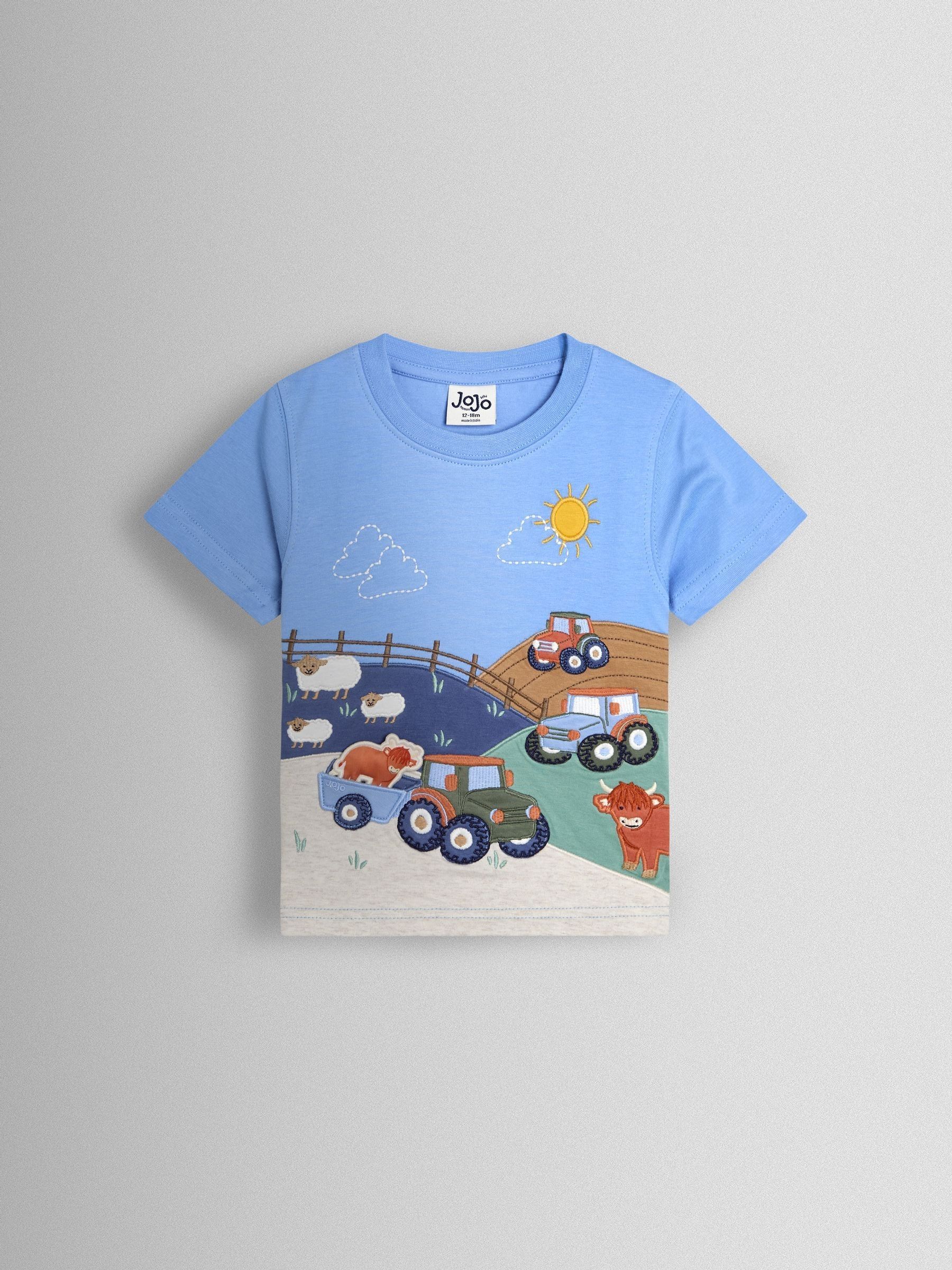 Blue Farm Scene Interactive Appliqué T-Shirt - Image 1 of 3