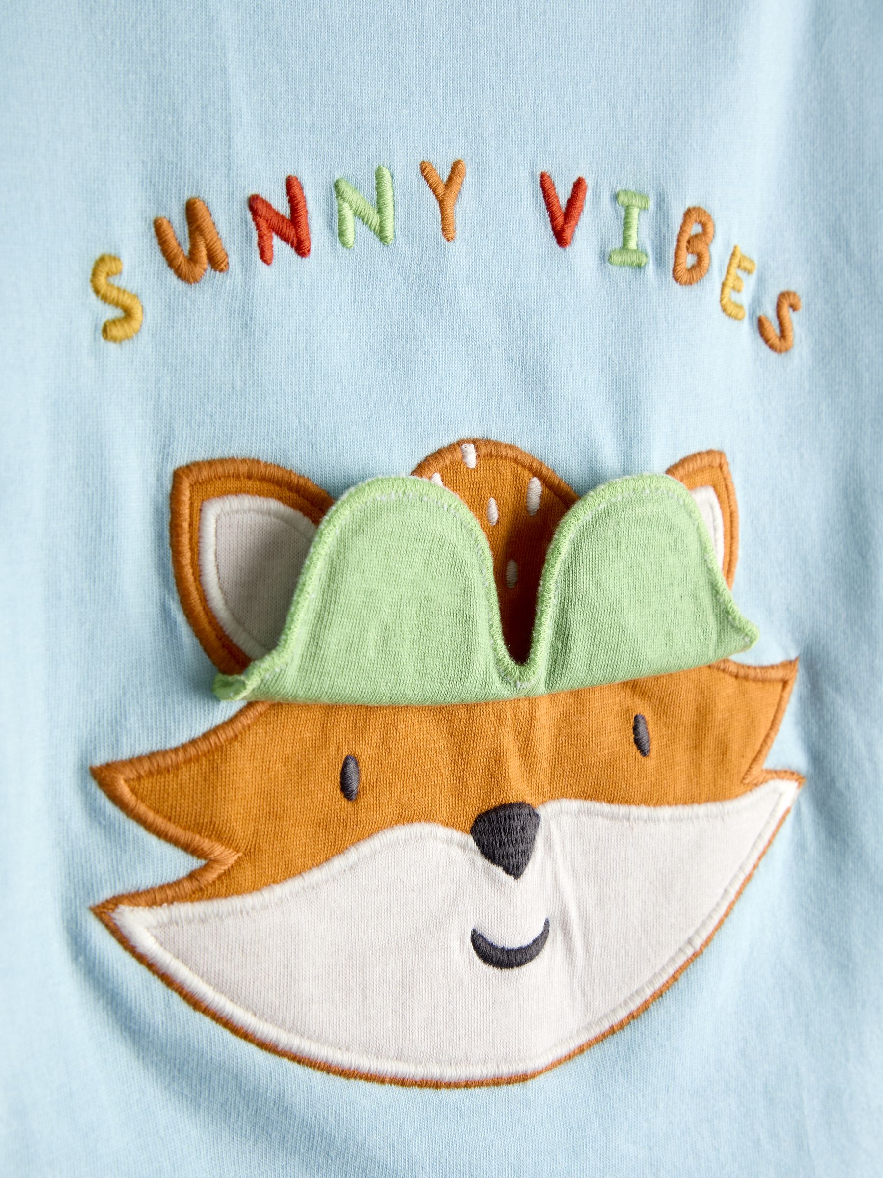 Blue Fox Character Applique T-Shirt - Image 3 of 3