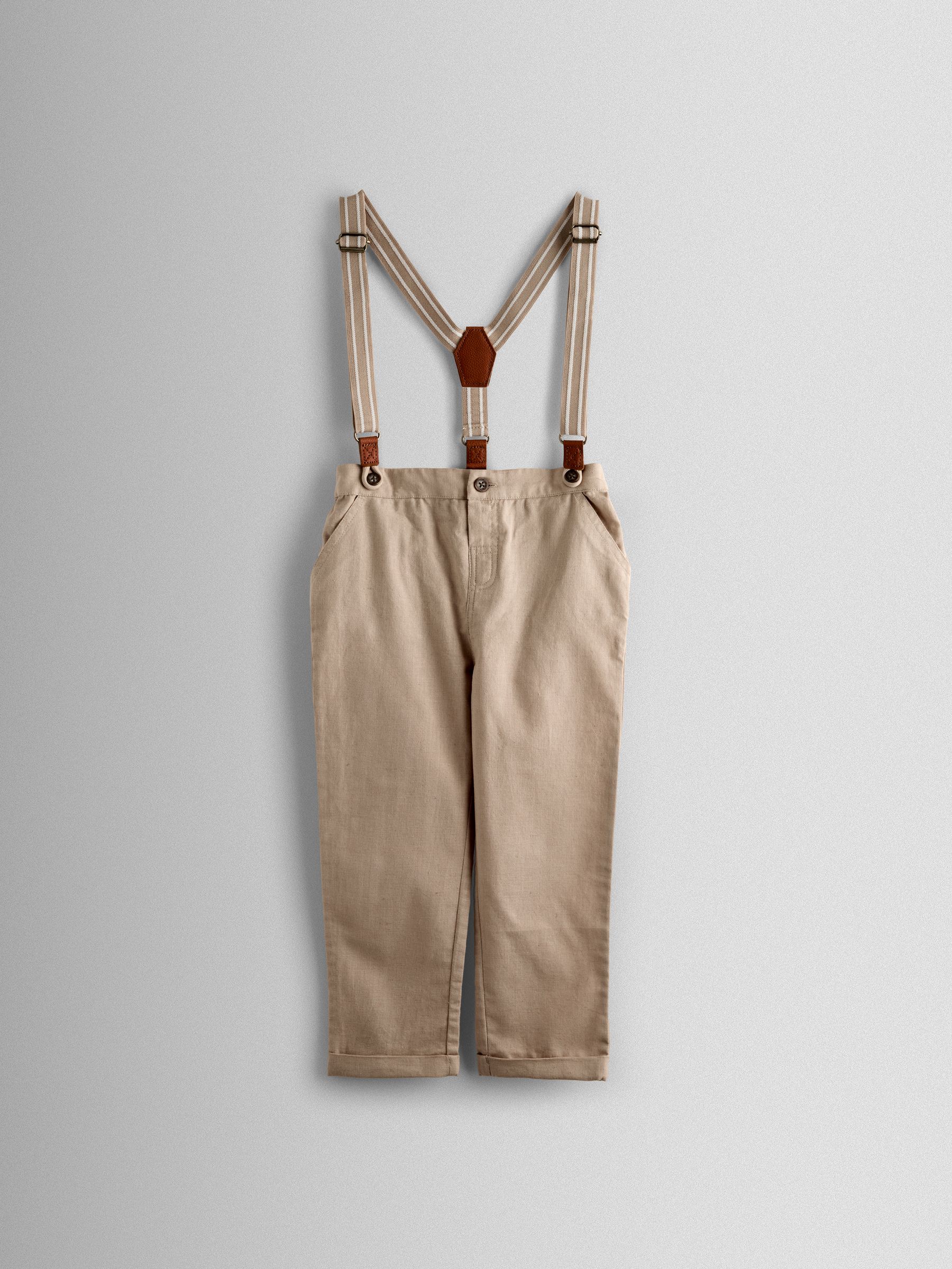 Natural 4-Piece Shirt & Trouser Set With Bow Tie & Braces - Image 2 of 6 Natural 4-Piece Shirt & Trouser Set With Bow Tie & Braces - Image 2 of 6