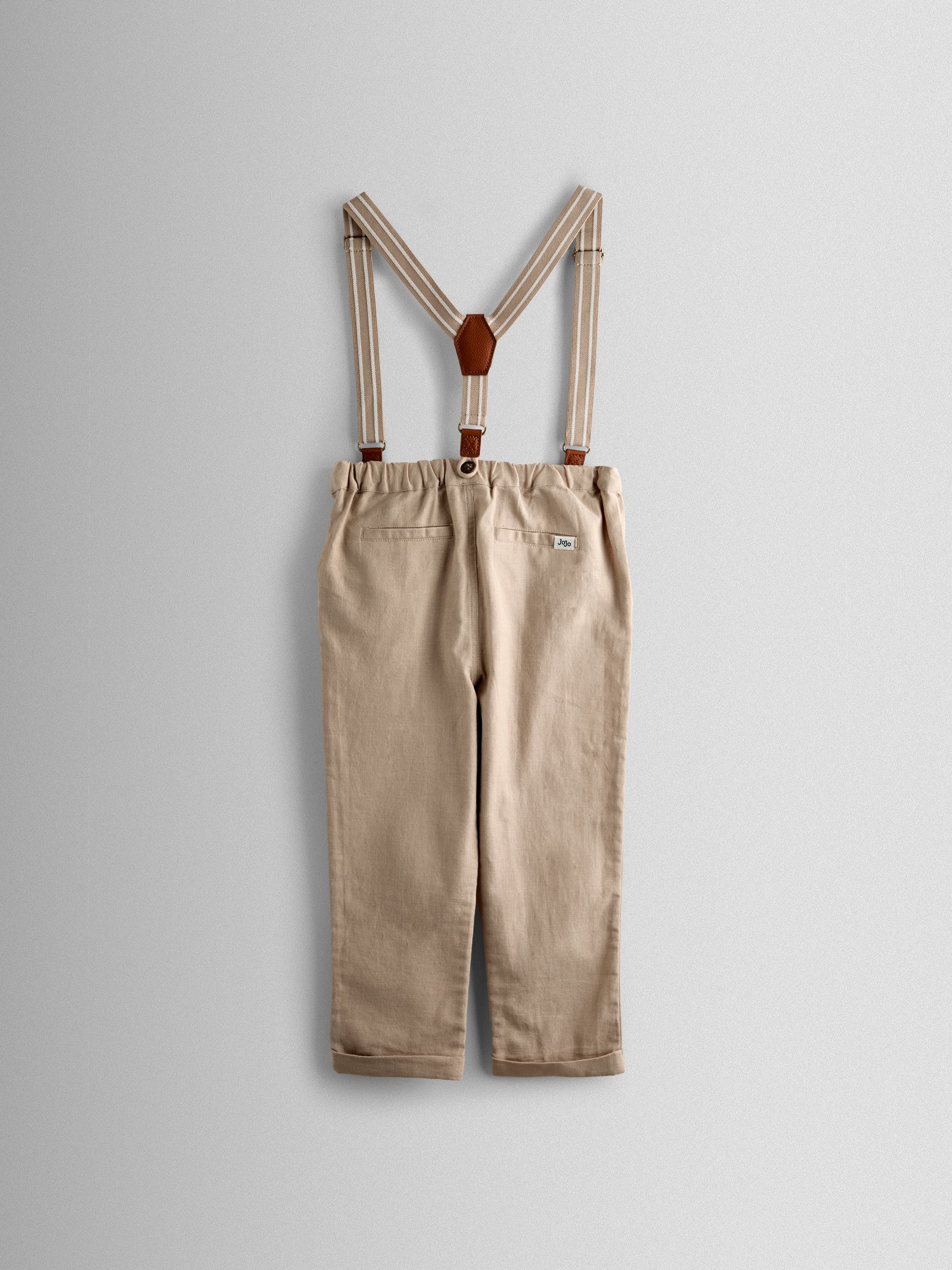Natural 4-Piece Shirt & Trouser Set With Bow Tie & Braces