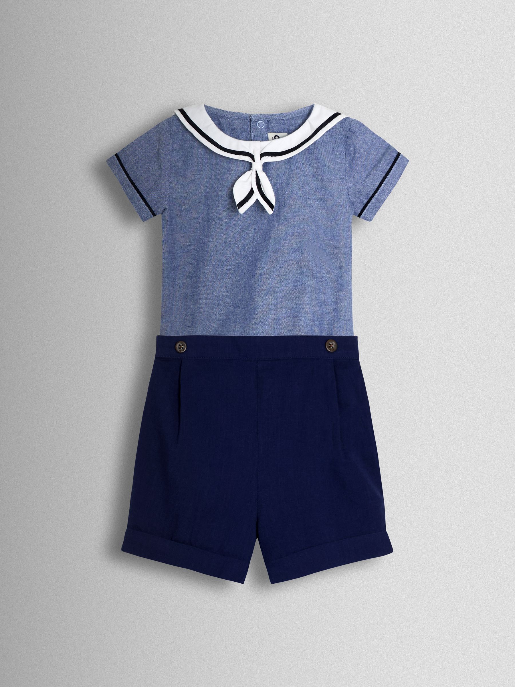 Blue 2-Piece Sailor Collar Body & Shorts Set - Image 1 of 6