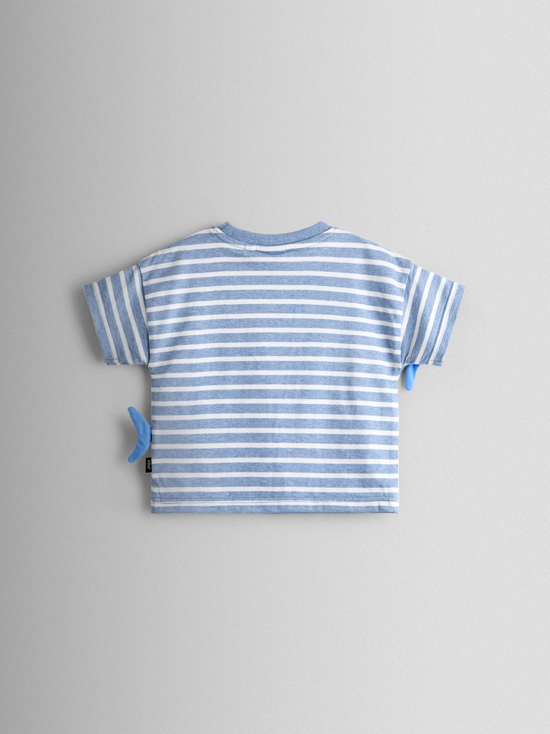 Blue Stripe Shark Applique T-Shirt - Image 2 of 3