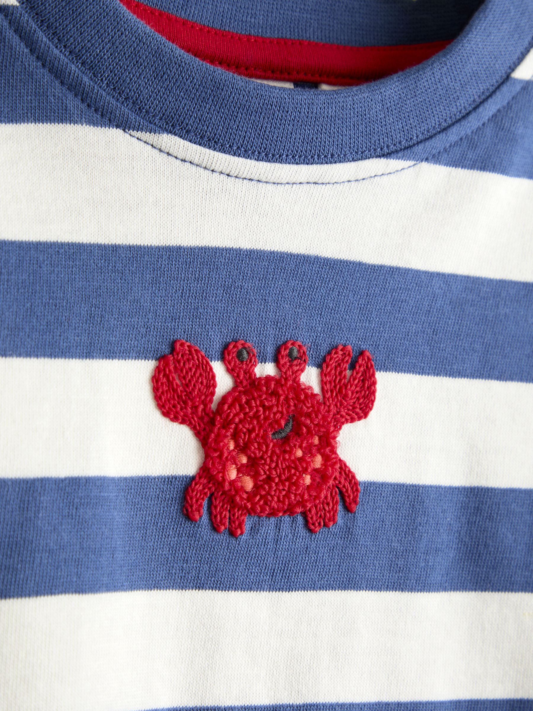 Navy Blue Stripe Crab Bag Applique T-Shirt - Image 3 of 3