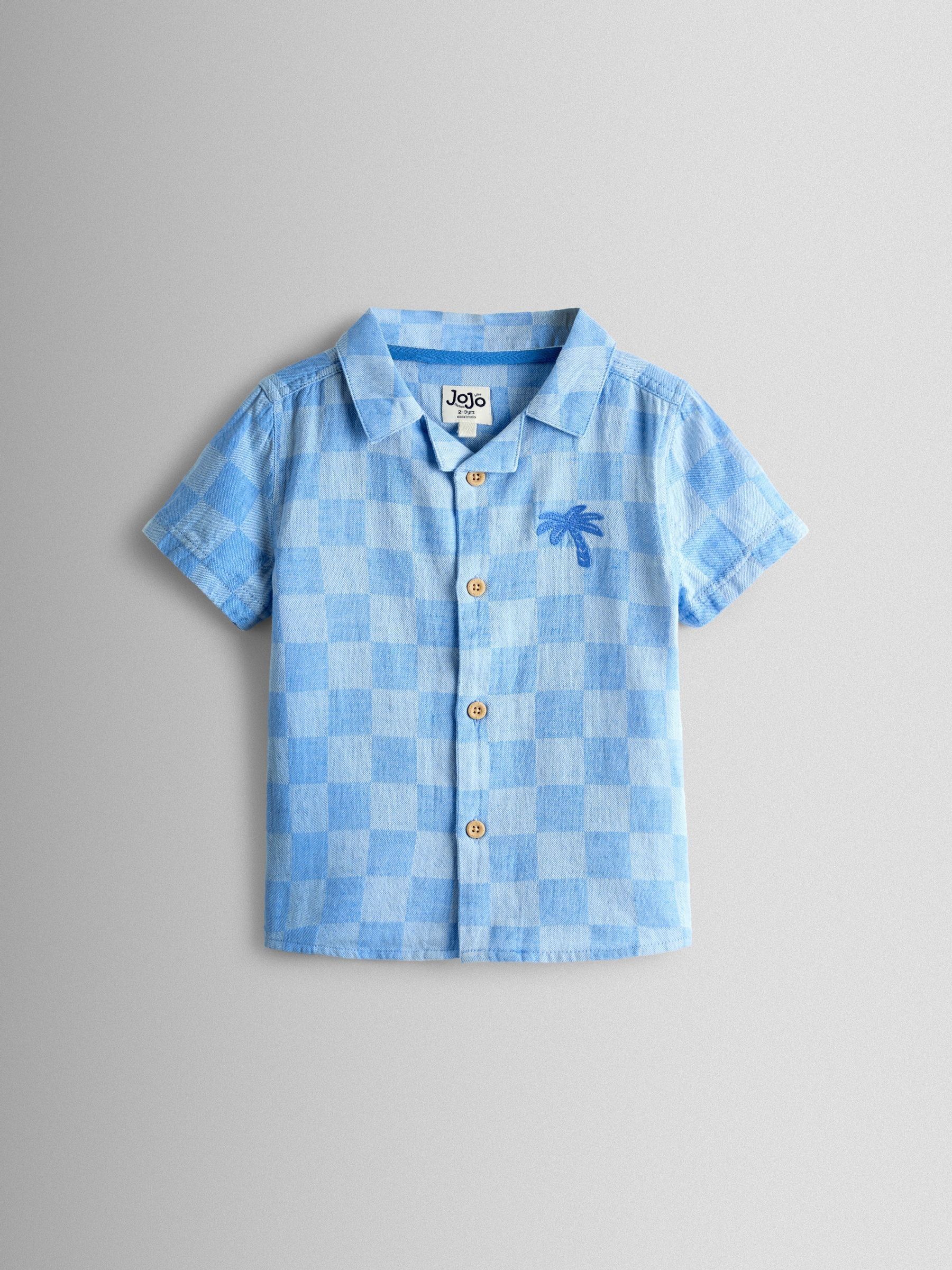 Blue Checkerboard 2-Piece Shirt & Short Set - Image 2 of 6