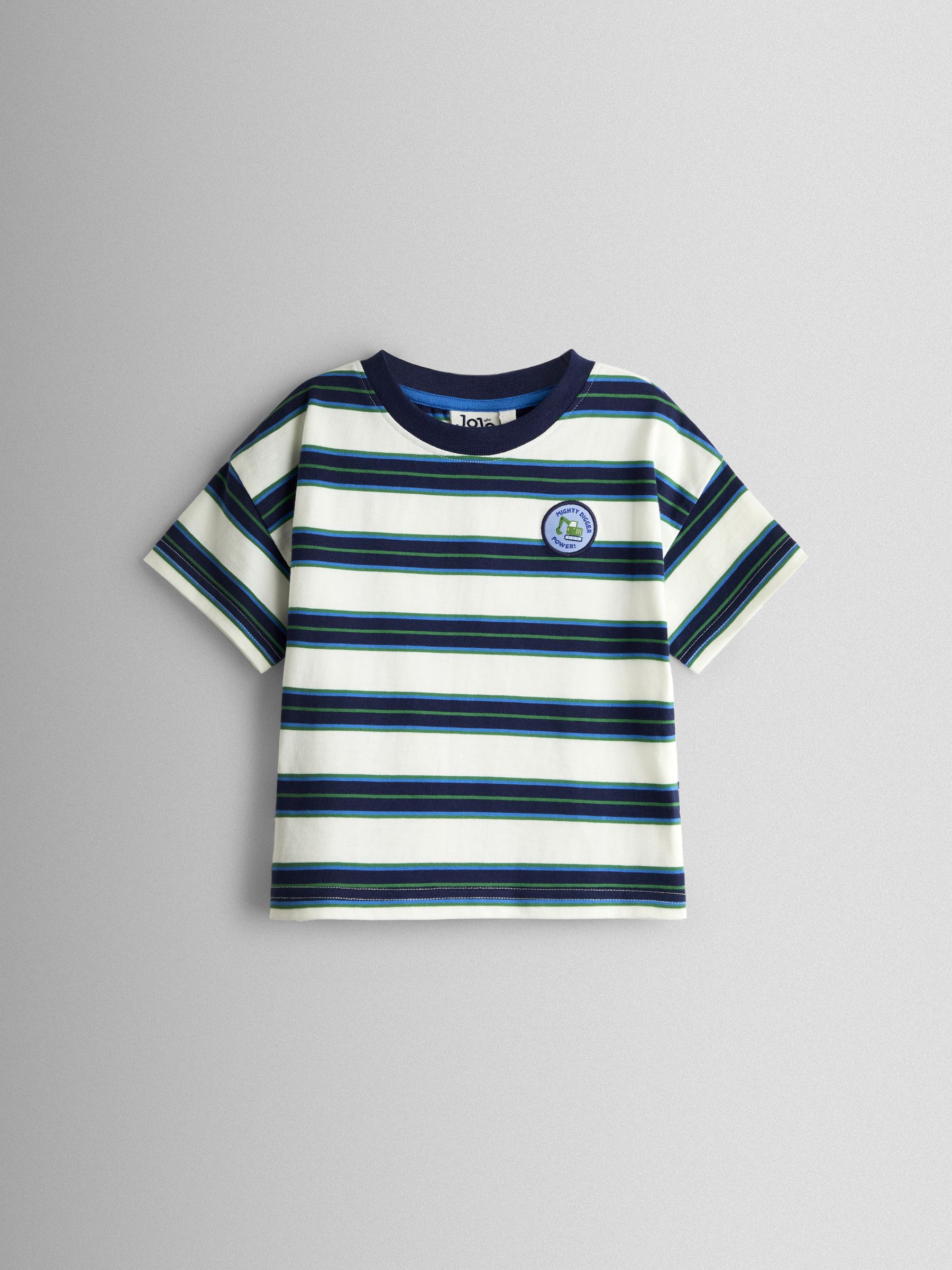 Navy Blue Stripe Digger Applique T-Shirt - Image 1 of 3