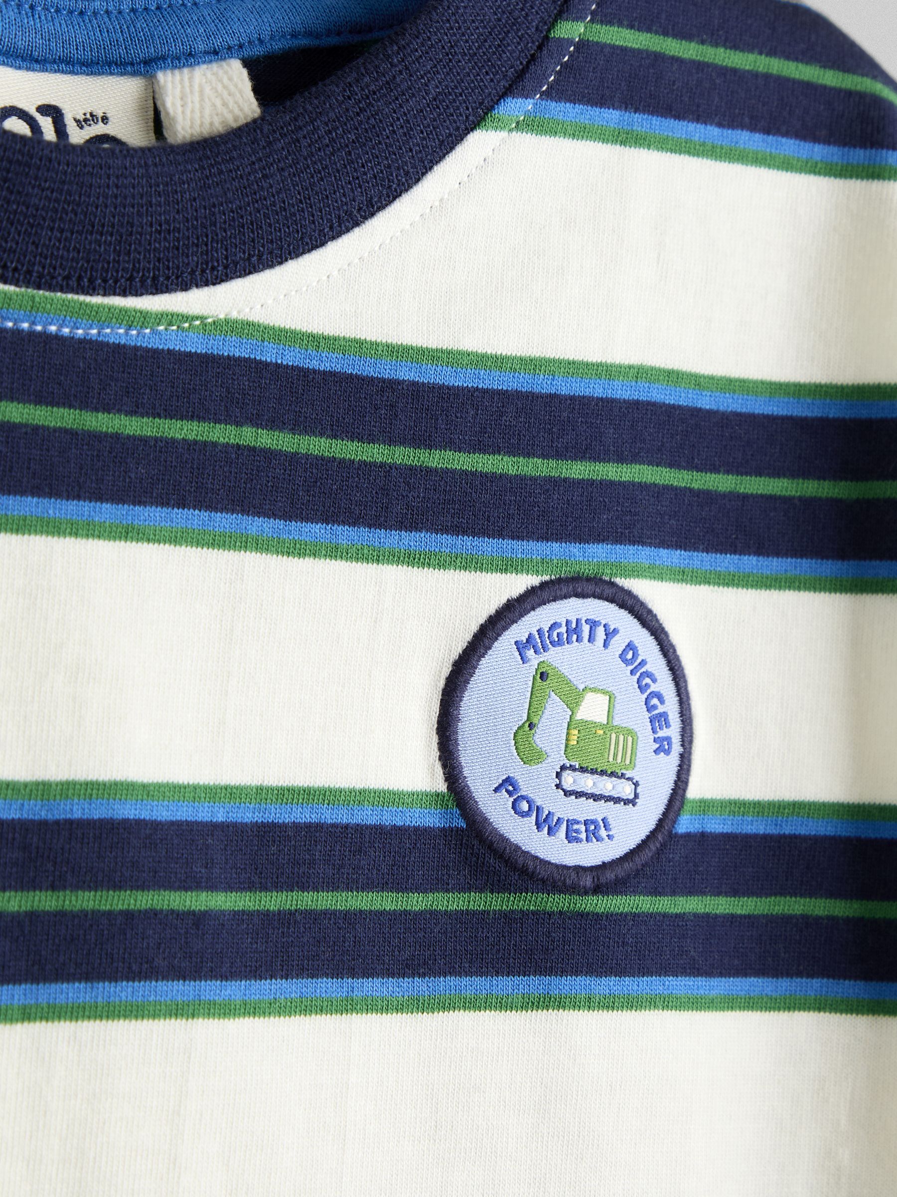 Navy Blue Stripe Digger Applique T-Shirt - Image 3 of 3