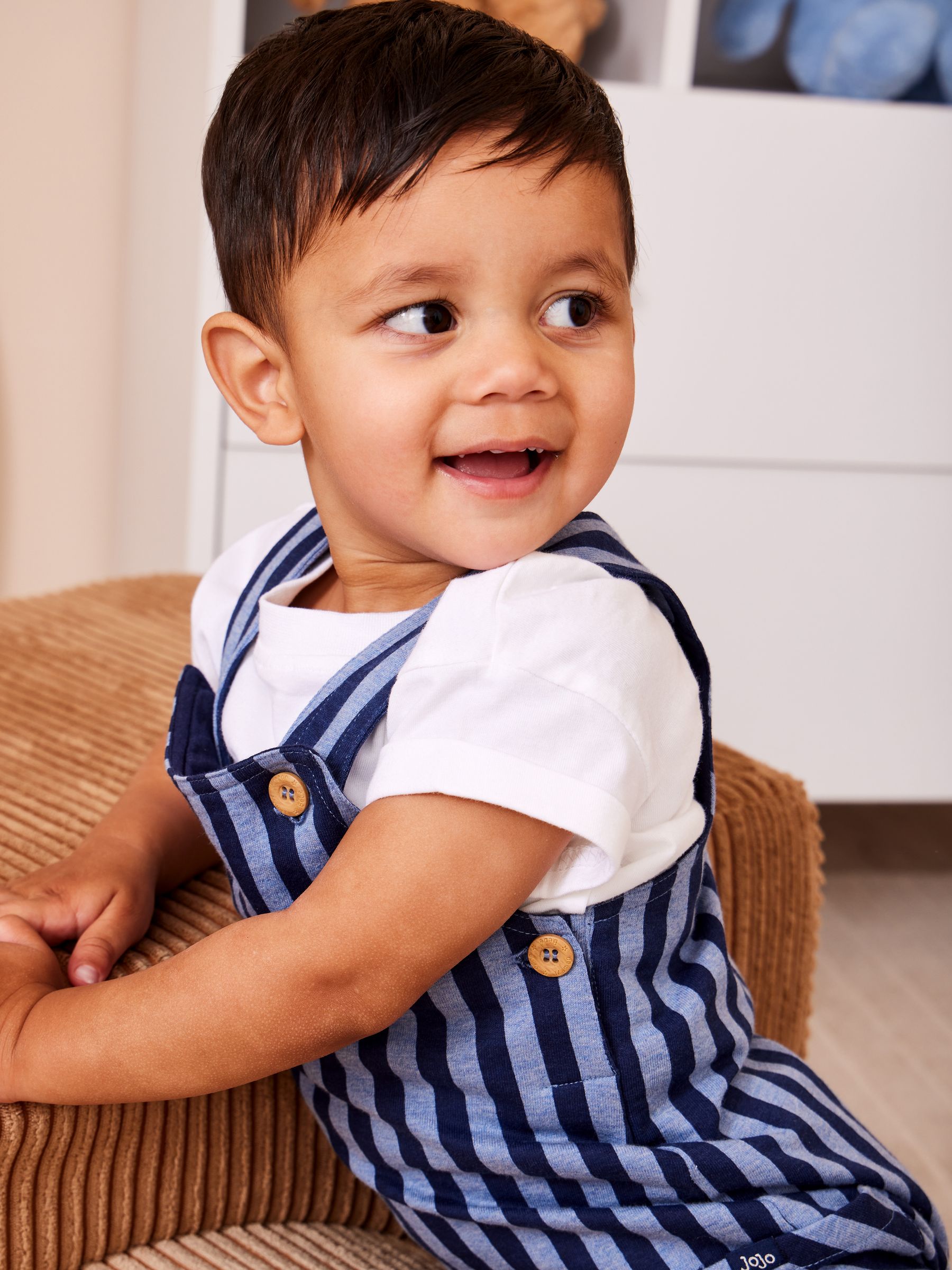 Blue 2-Piece Stripe Dungarees & T-Shirt Set - Image 1 of 1