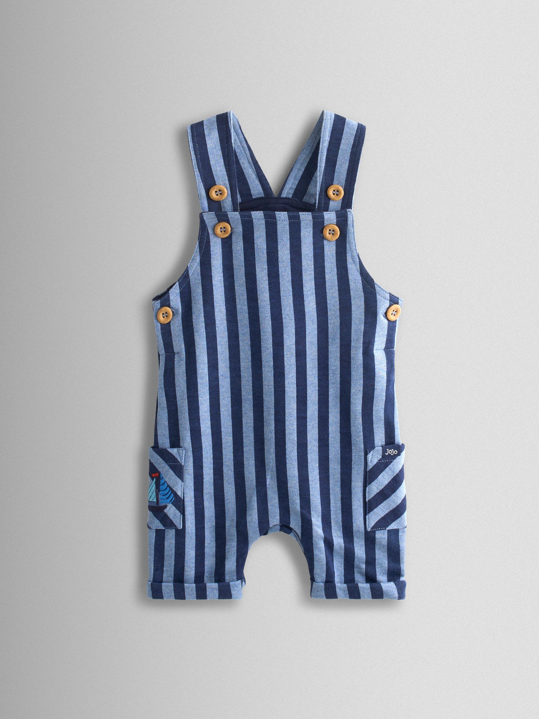 Blue 2-Piece Stripe Dungarees & T-Shirt Set - Image 4 of 7