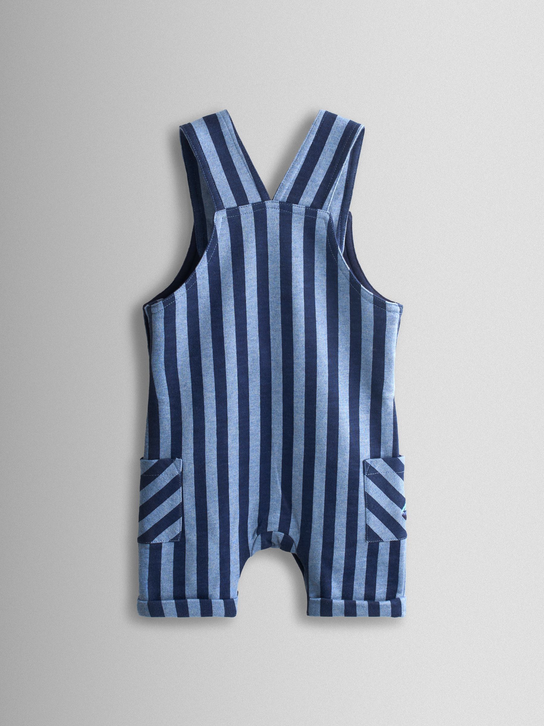 Blue 2-Piece Stripe Dungarees & T-Shirt Set - Image 5 of 7