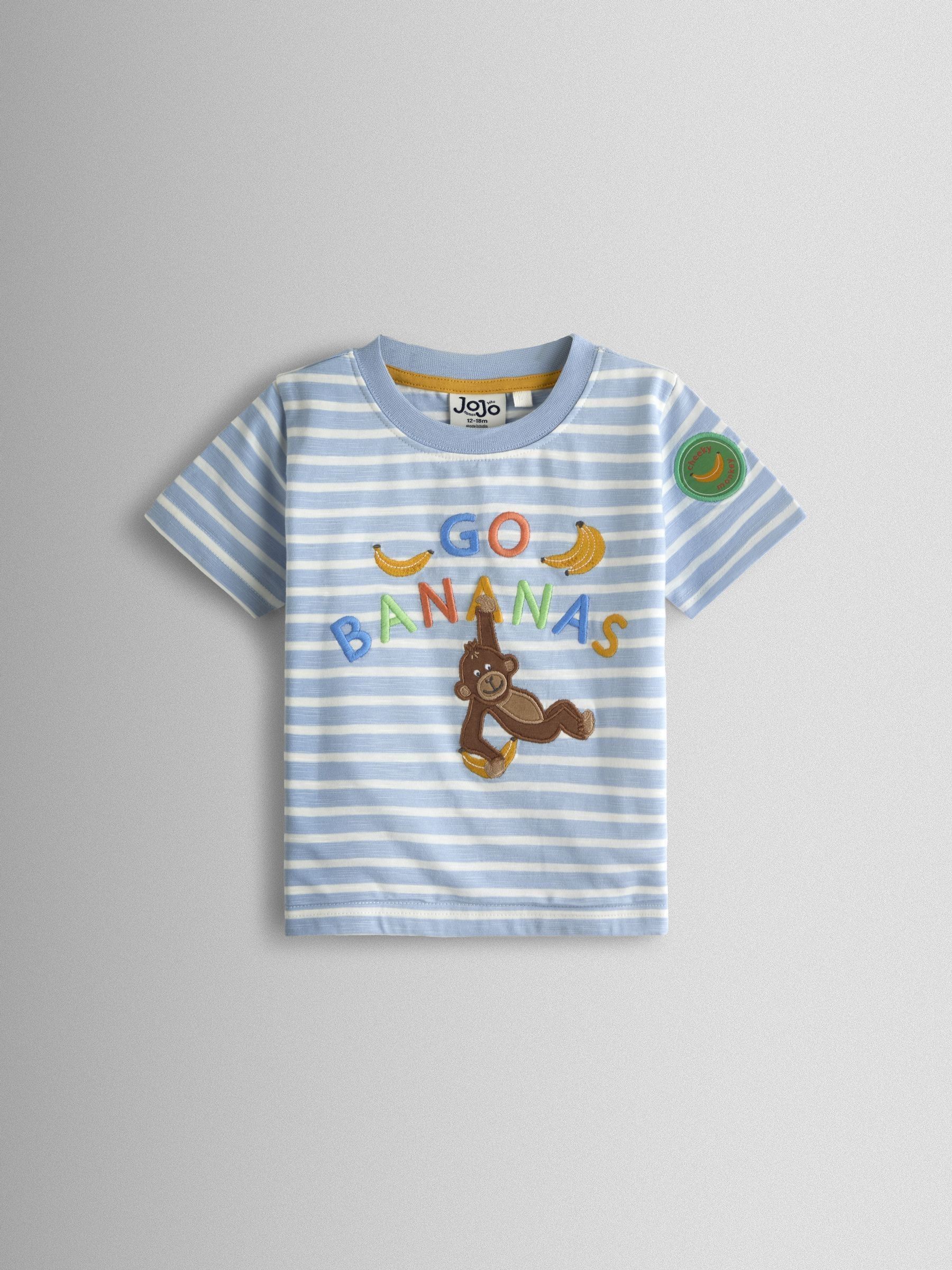 Blue Monkey Character Appliqué T-Shirt - Image 1 of 3
