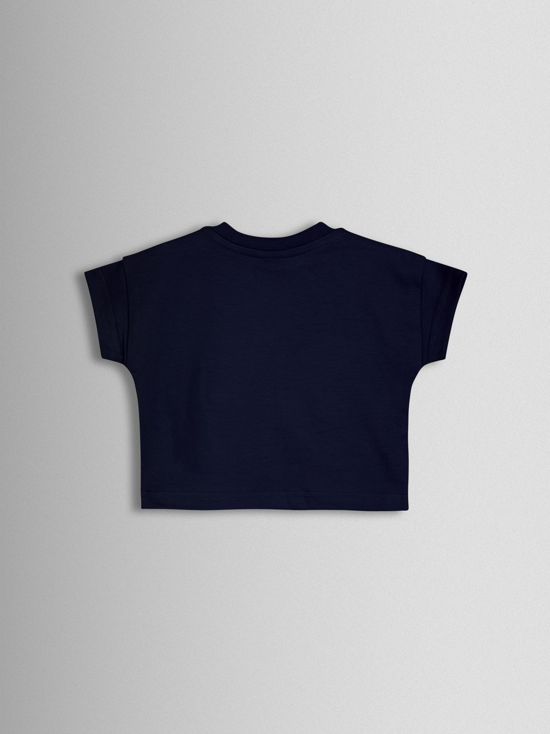 Dark Navy Blue 2-Piece Checkerboard Dungarees & T-Shirt Set - Image 4 of 5