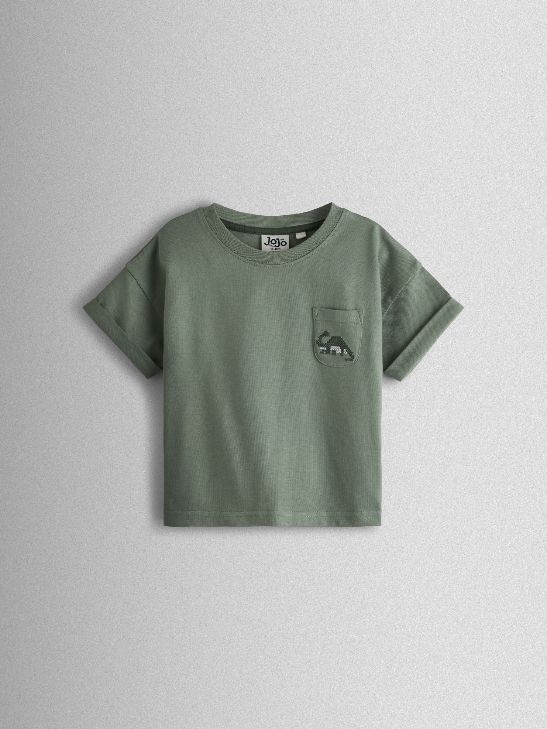 Khaki Green Dino 2-Piece T-Shirt And Shorts Set - Image 2 of 7