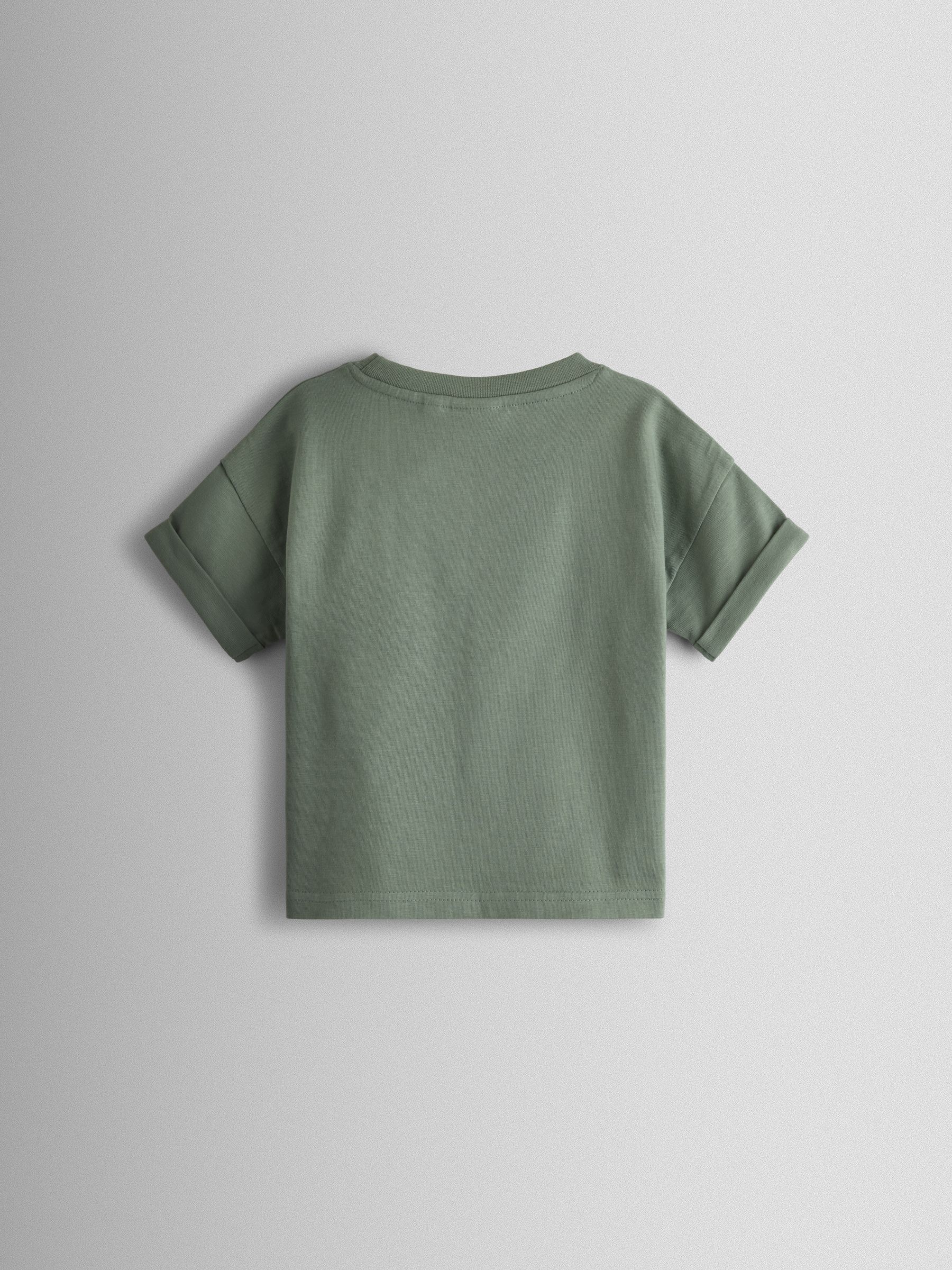 Khaki Green Dino 2-Piece T-Shirt And Shorts Set - Image 3 of 7