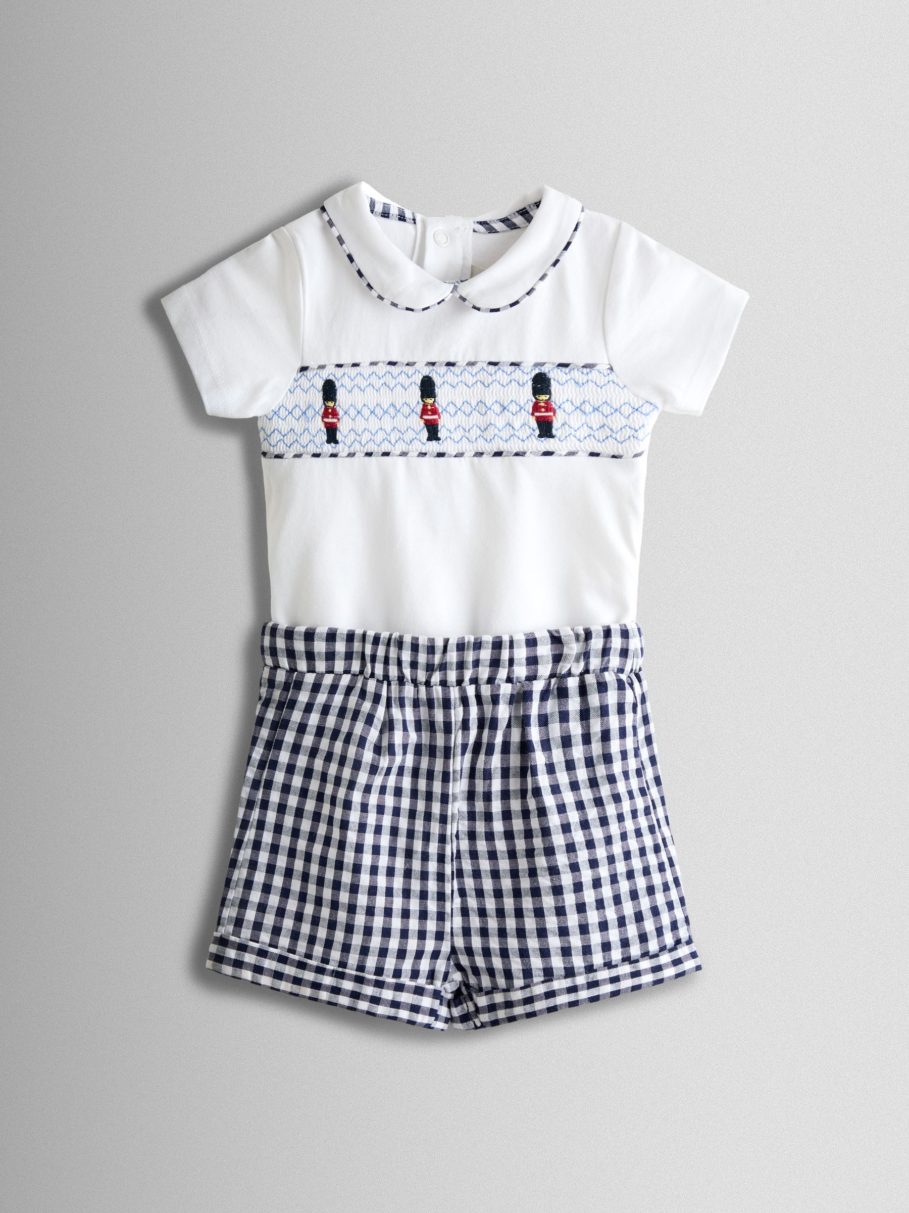 Navy Guard 2-Piece Smocked Embroidered Body & Shorts Set - Image 1 of 7