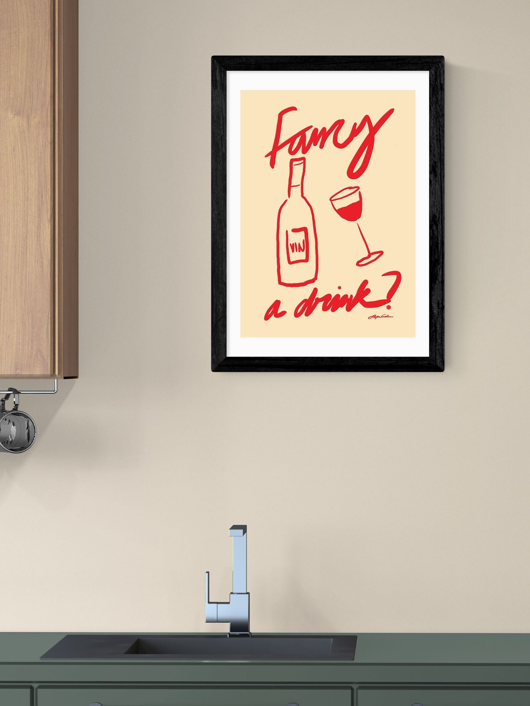 Black Fancy a Drink Wall Art Print by Stephie Cardona - Image 1 of 3 Black Fancy a Drink Wall Art Print by Stephie Cardona - Image 1 of 3