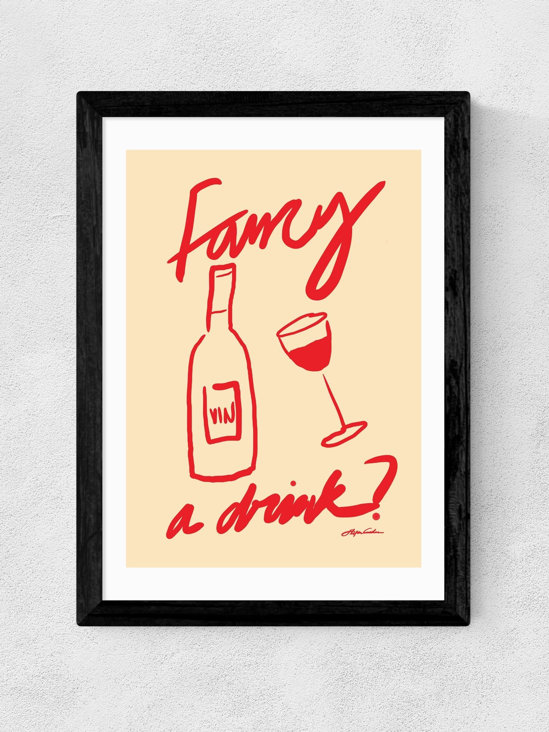 Black Fancy a Drink Wall Art Print by Stephie Cardona - Image 2 of 3