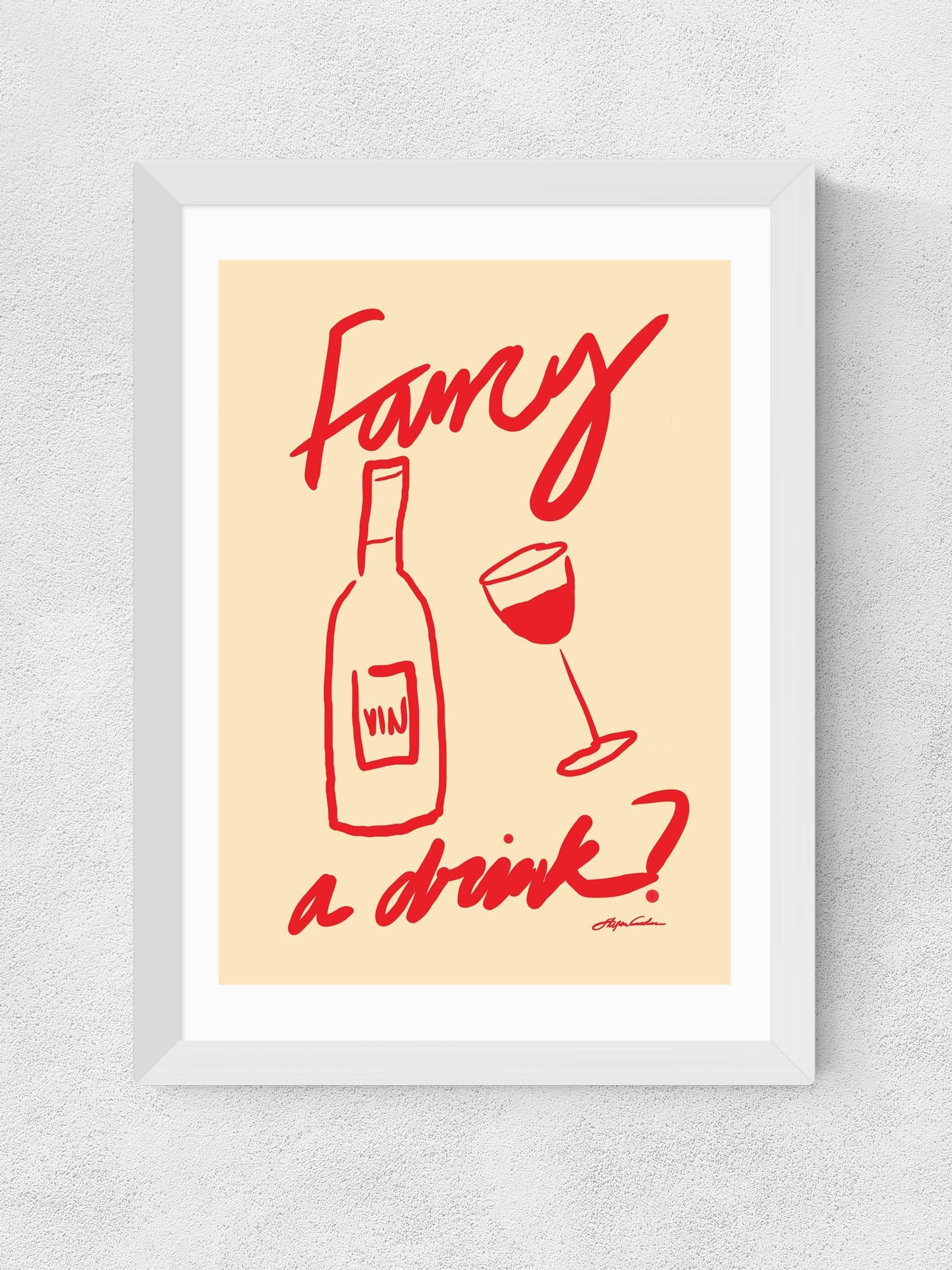 White Fancy a Drink Wall Art Print by Stephie Cardona - Image 2 of 3