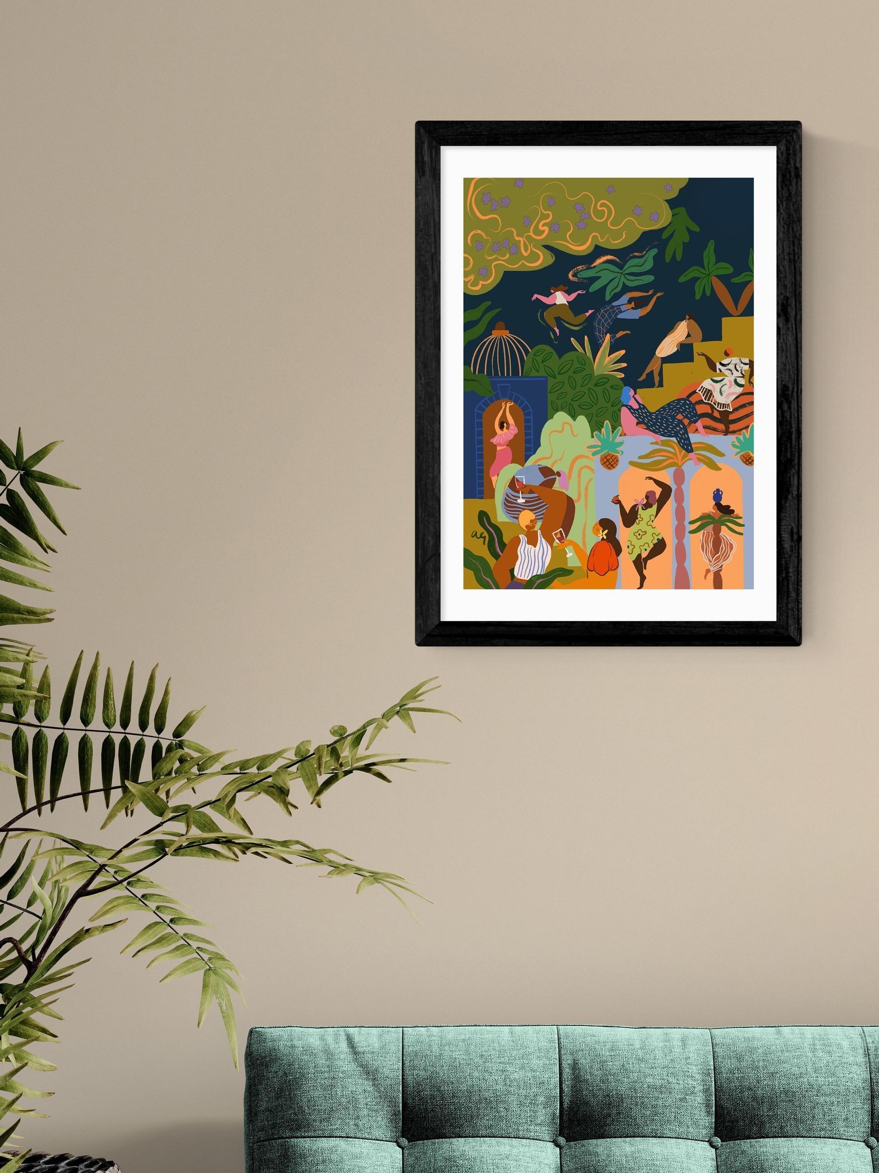 Black Fiesta Wall Art Print by Arty Guava - Image 1 of 3 Black Fiesta Wall Art Print by Arty Guava - Image 1 of 3