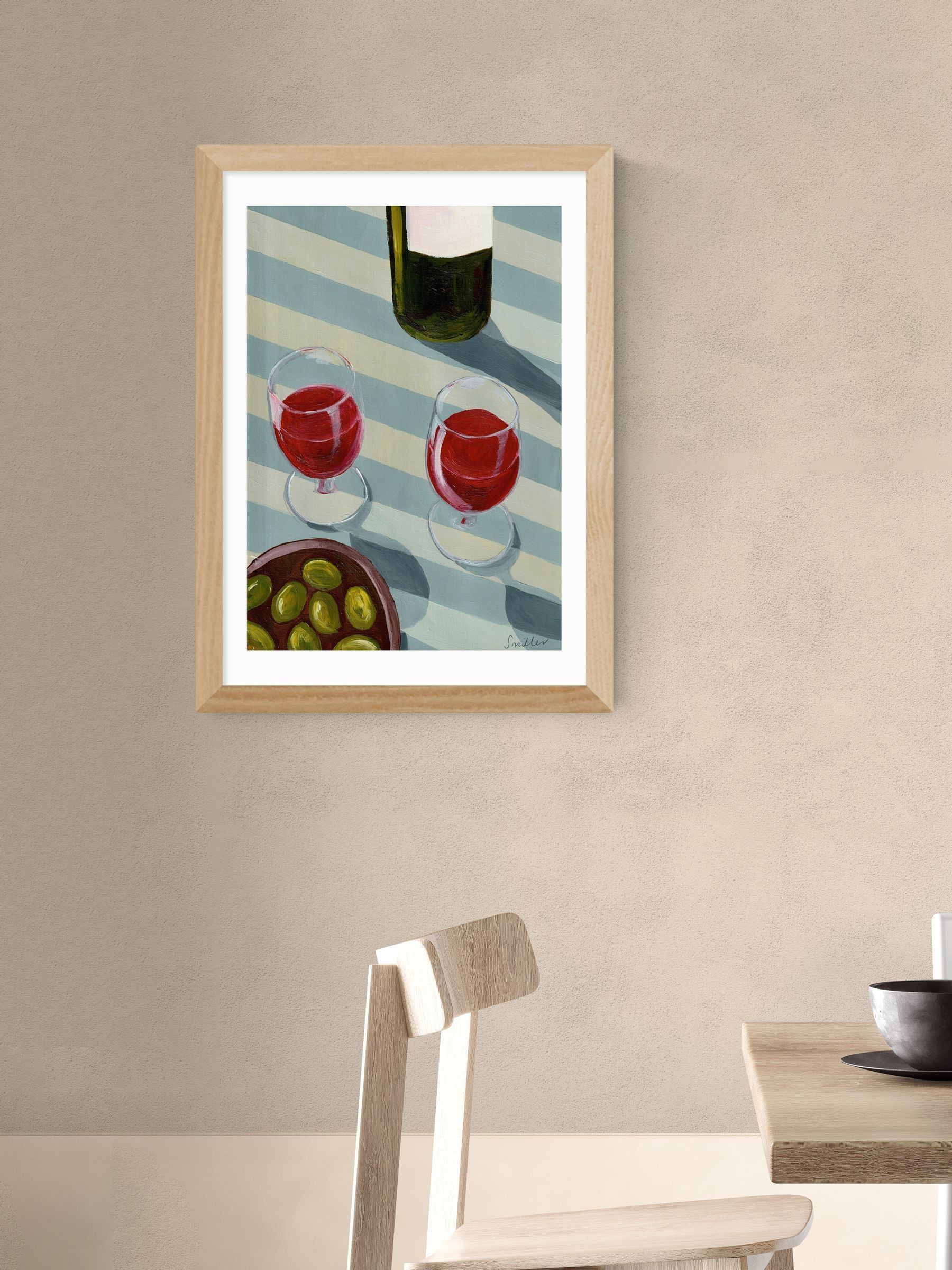 Oak Blue Wine Time Wall Art Print by Susie Miller - Image 1 of 3 Oak Blue Wine Time Wall Art Print by Susie Miller - Image 1 of 3