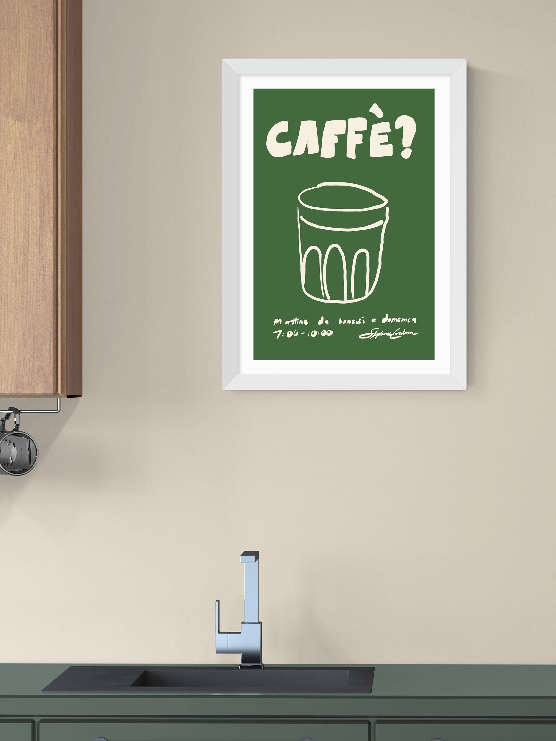 White Caffe Wall Art Print by Stephie Cardona - Image 1 of 3