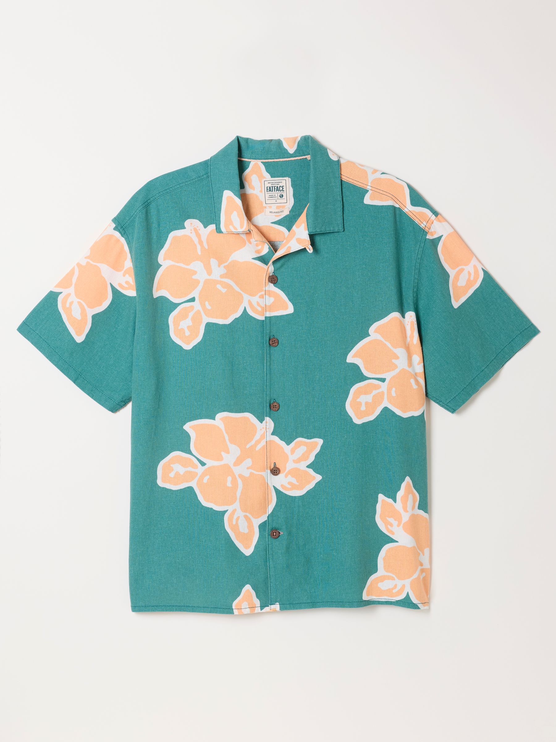 Green Short Sleeve Relaxed Fit Large Hawaiian Floral Shirt - Image 6 of 6