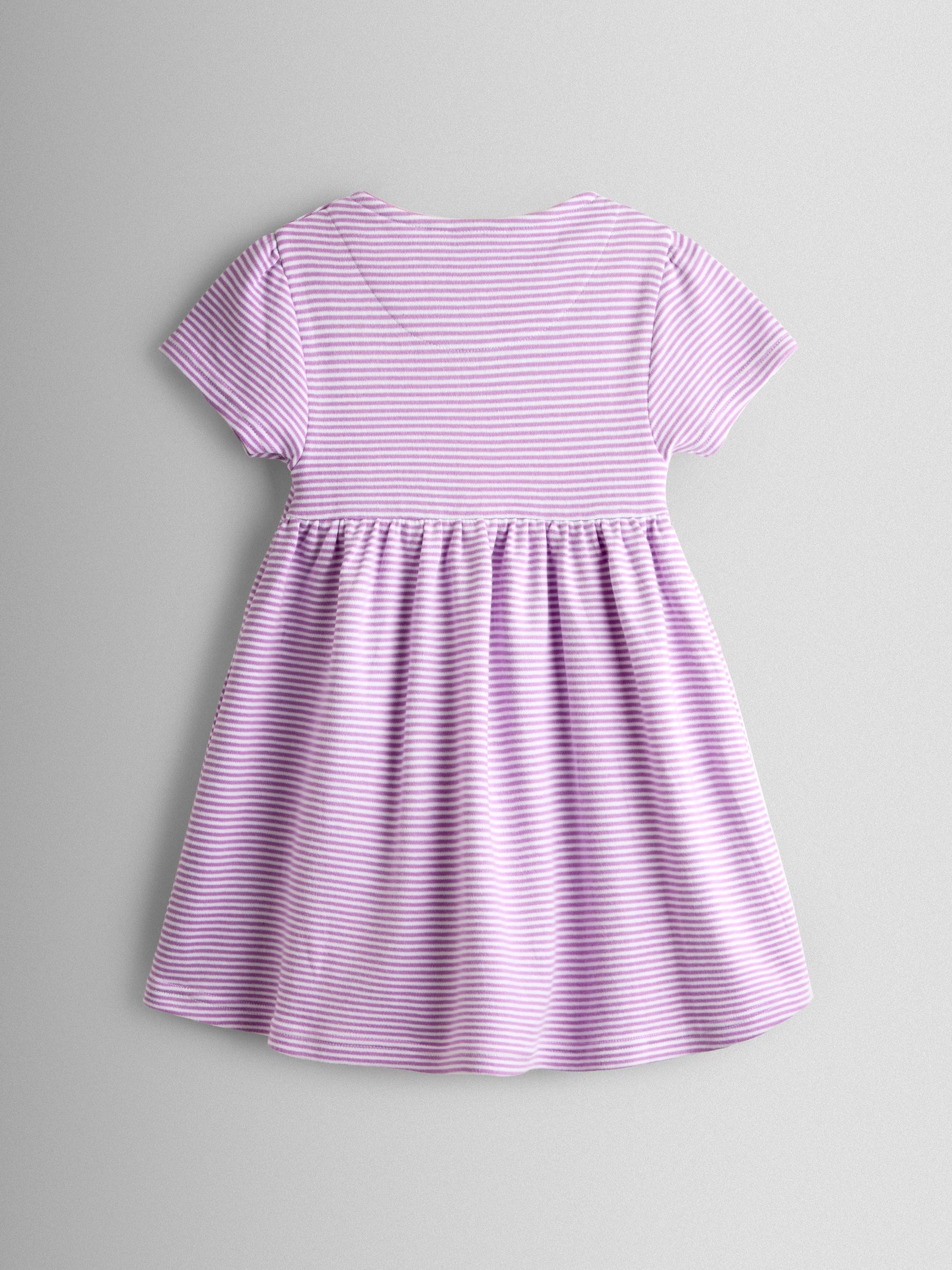 Lilac Purple Cherry Appliqué Pocket Flutter Sleeve Dress - Image 2 of 3