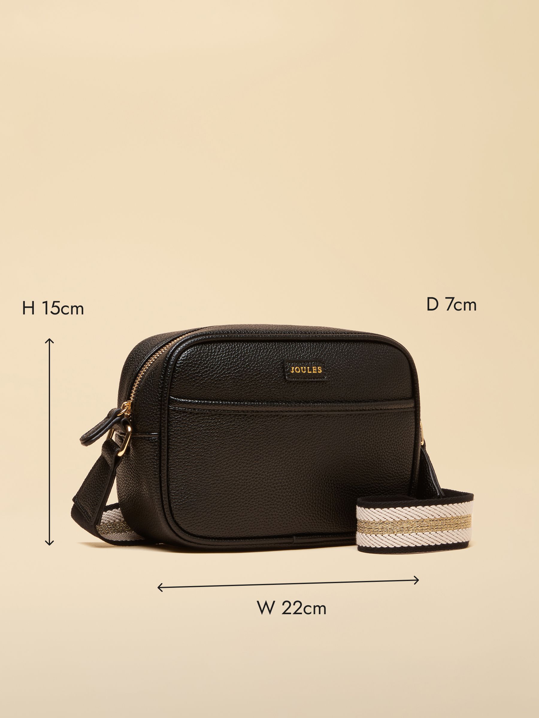 Trent Black Cross Body Bag with Adjustable Thick Strap - Image 5 of 8