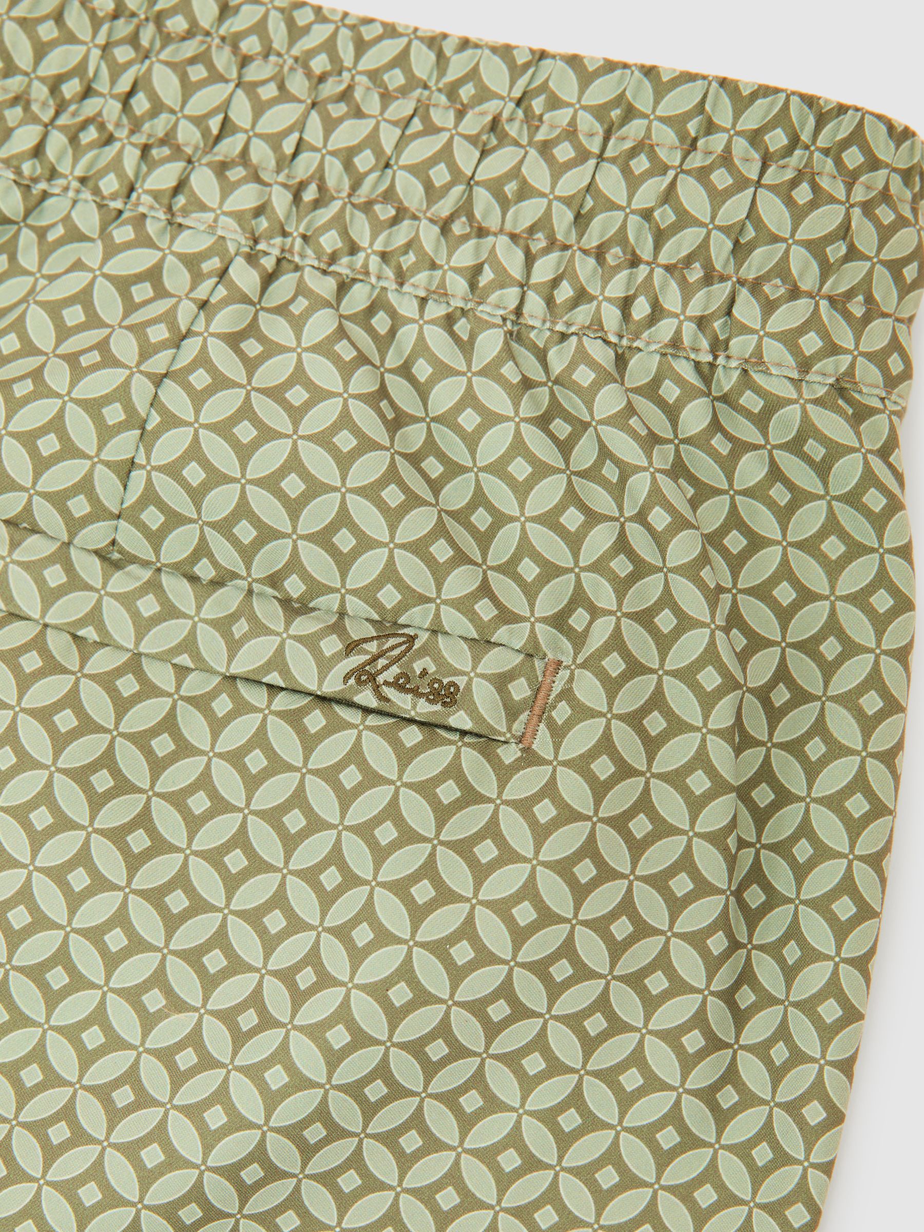 Geometric-Print Swim Shorts in Sage Green - image 3