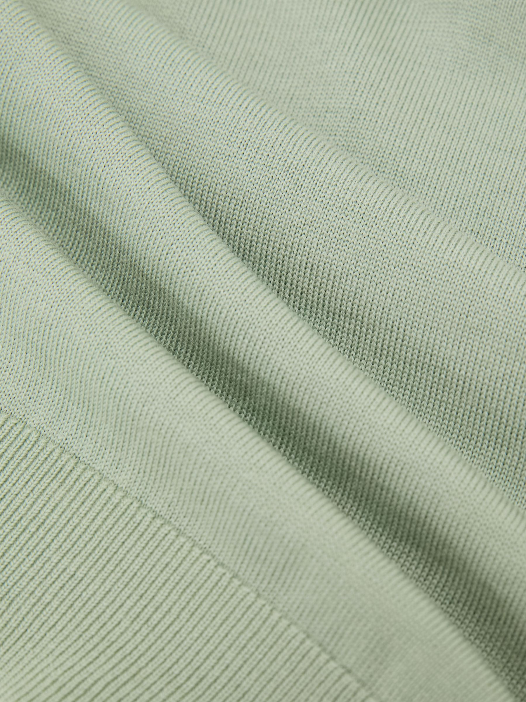 Merino Wool Open-Collar Polo Shirt in Light Sage Green - Image 4 of 4
