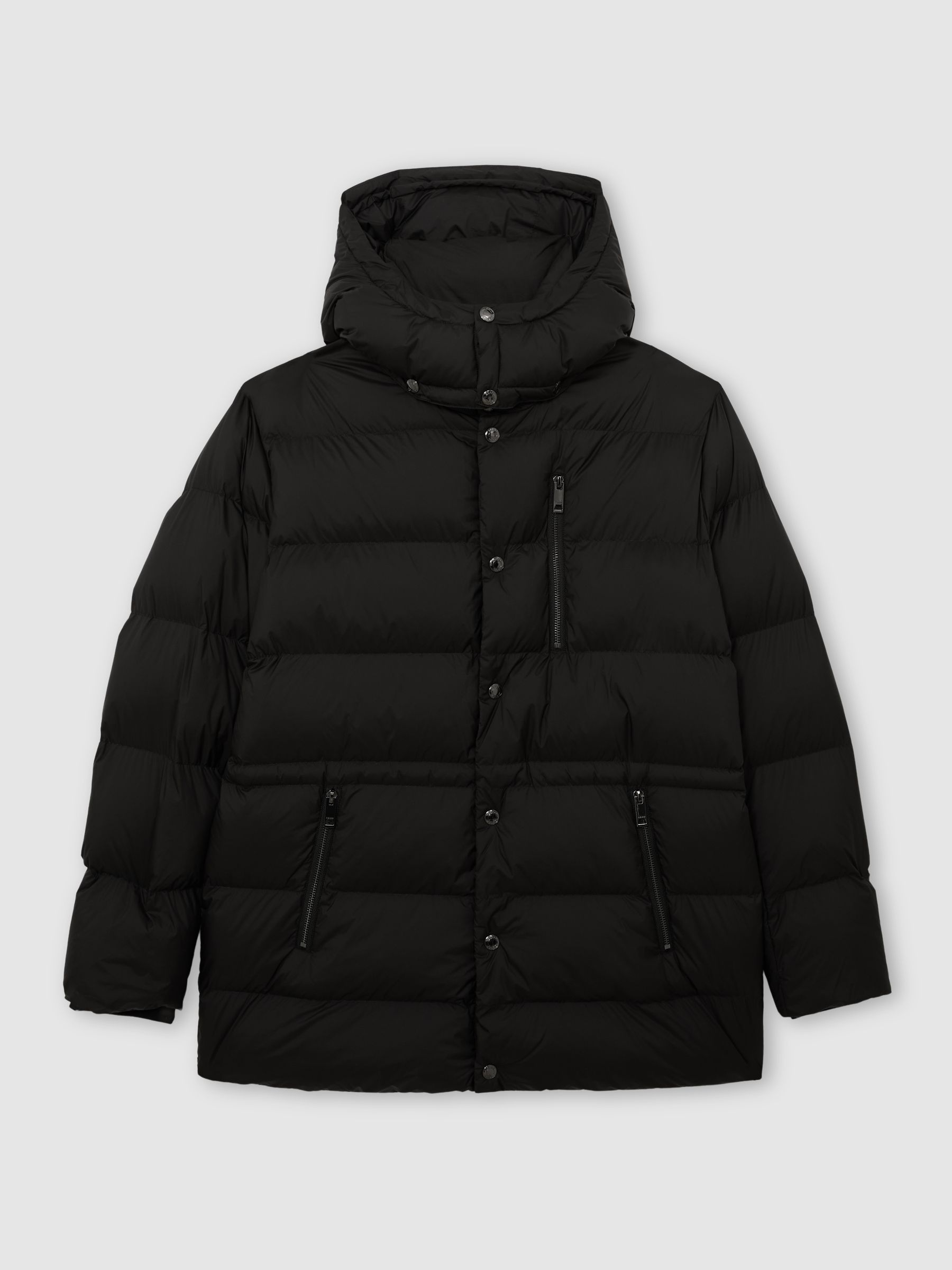 Detachable-Hood Quilted Puffer Coat in Black - image 1